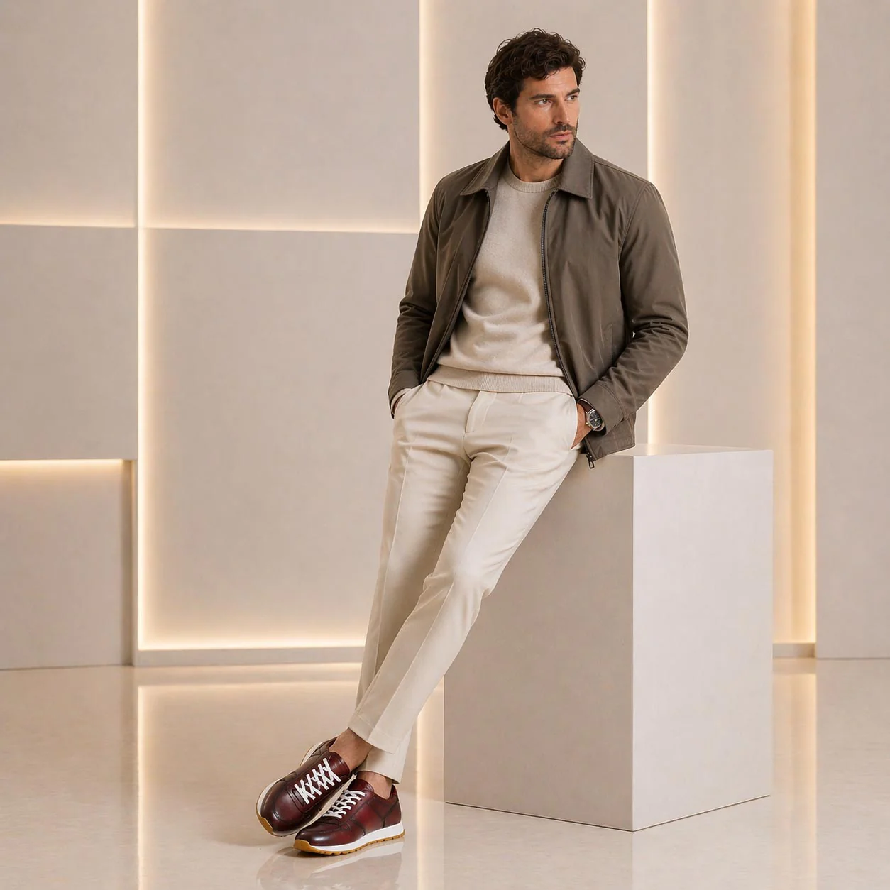 Sneaker artigianale Piave da uomo in pelle bordeaux - Image 2