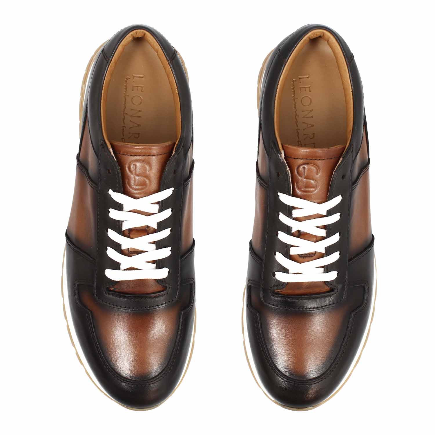 Sneaker artigianale Piave da uomo in pelle marrone - Image 3