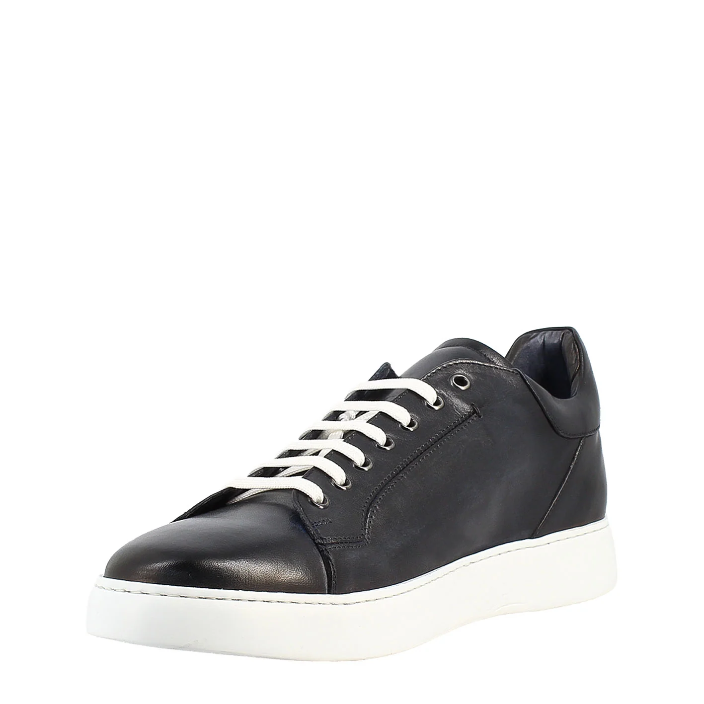Sneaker blu elegante da uomo in pelle liscia - Image 4