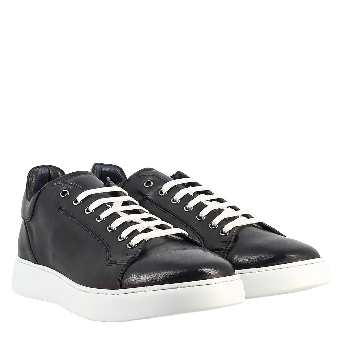 Sneaker blu elegante da uomo in pelle liscia - Image 7