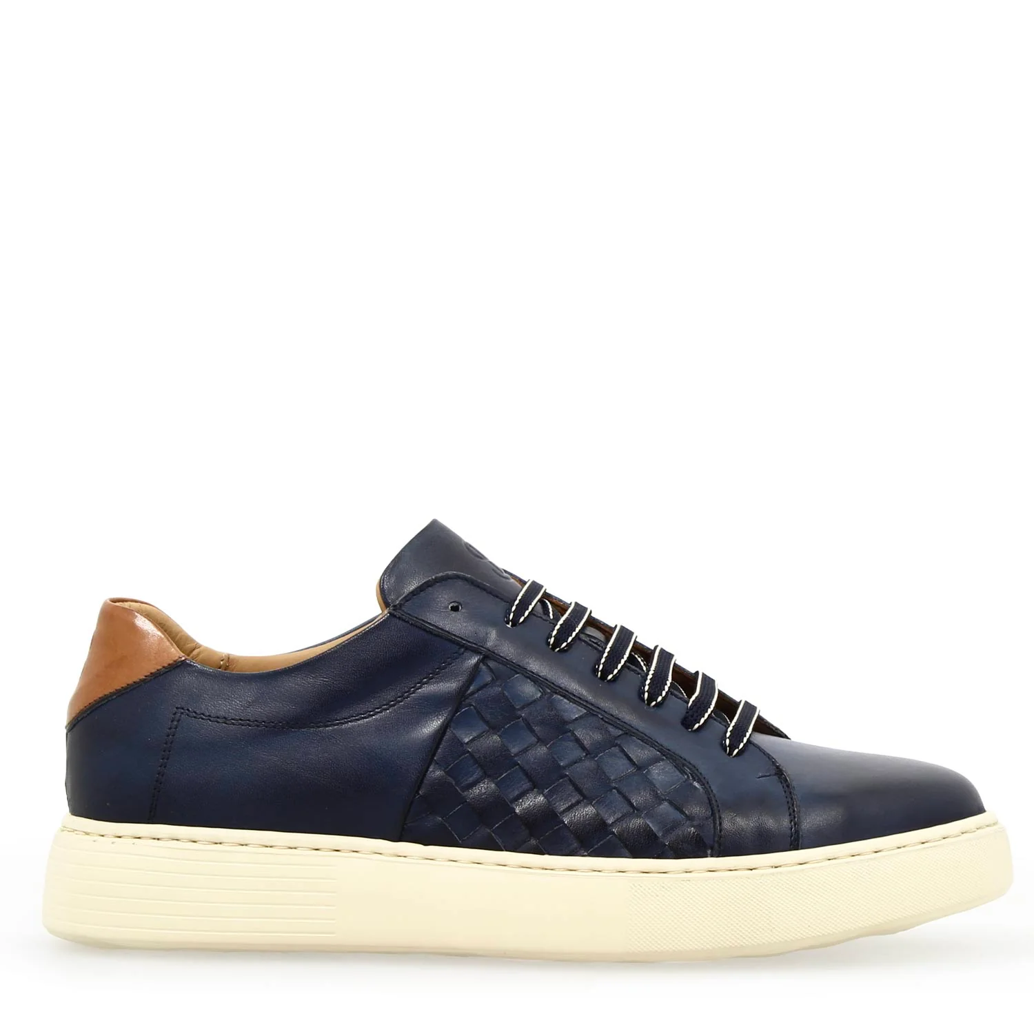 Sneaker Caronte da uomo in pelle intrecciata colore blu - Image 3