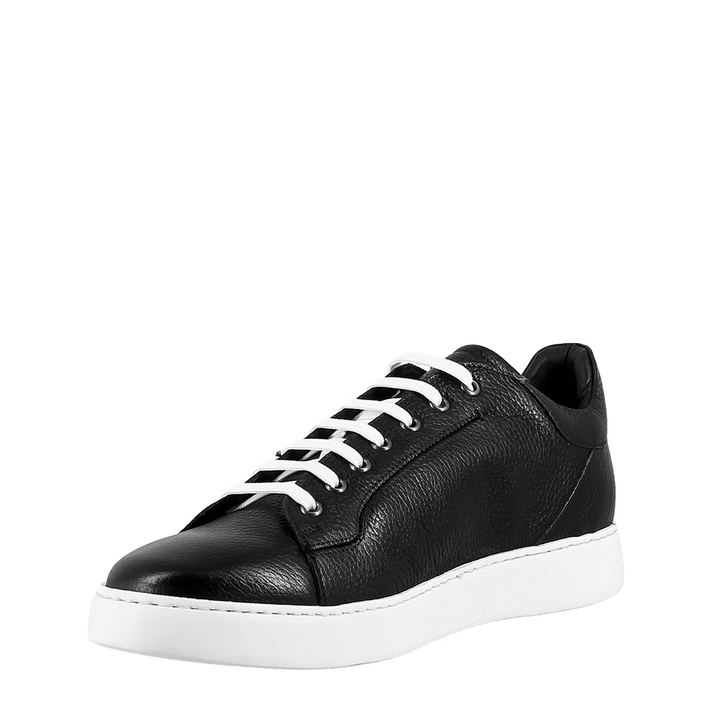 Sneaker colore nero elegante da uomo in pelle liscia - Image 4