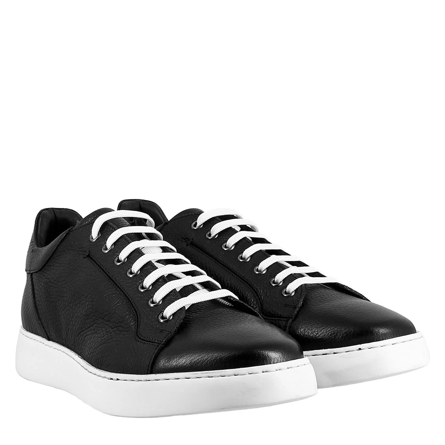 Sneaker colore nero elegante da uomo in pelle liscia - Image 7