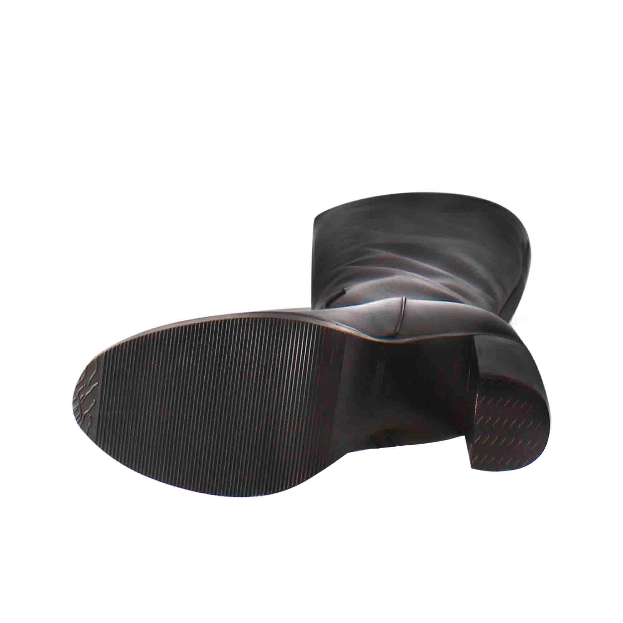 Stivale al ginocchio da donna liscio con tacco alto in pelle nero - Image 5