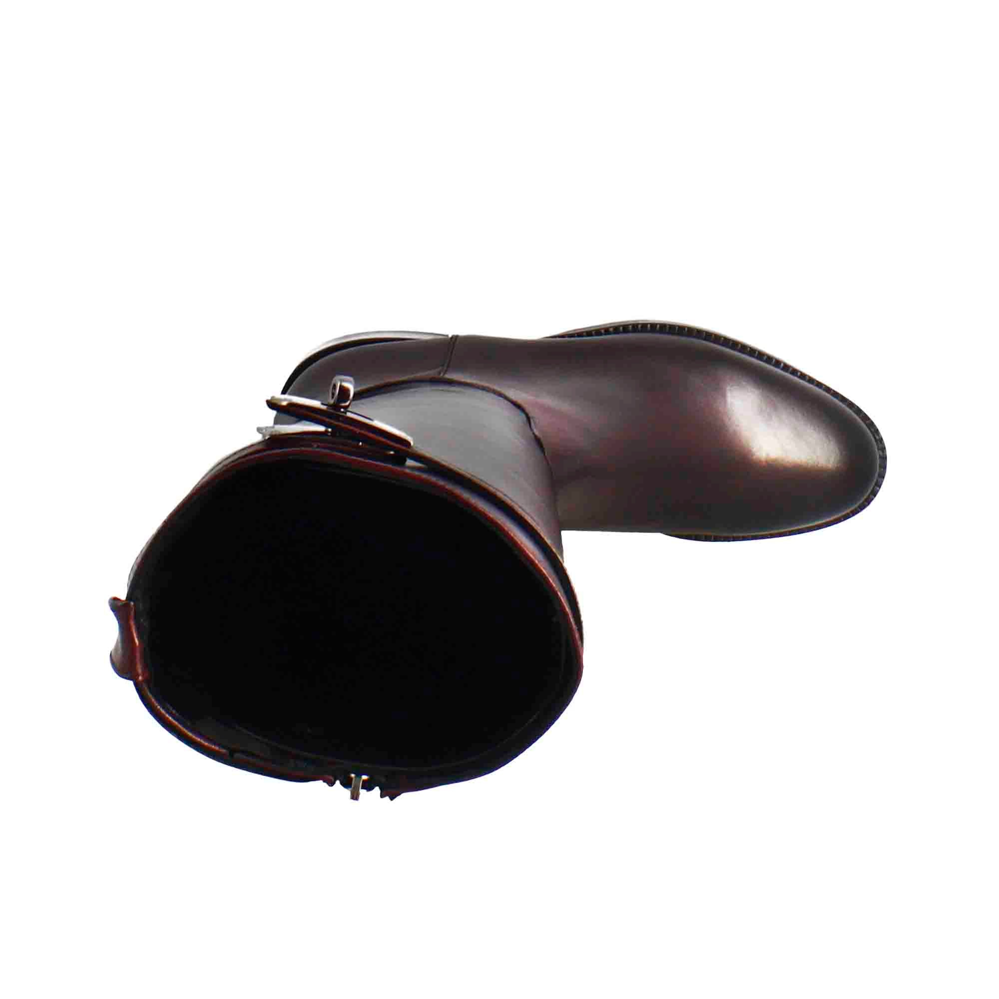 Stivale al ginocchio da donna liscio con tacco basso in pelle colore bordeaux - Image 5