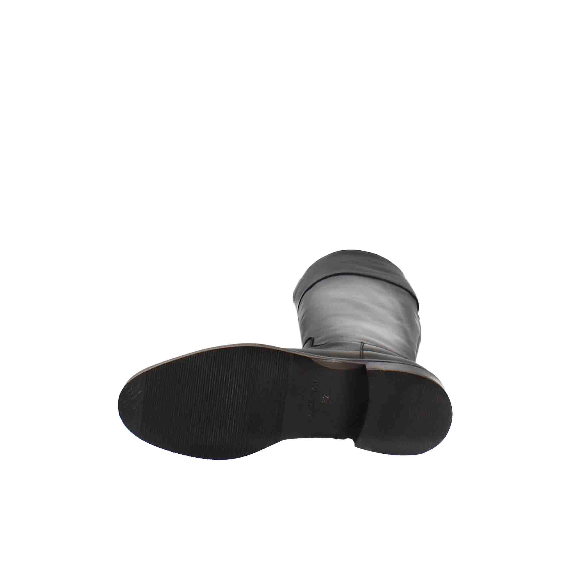 Stivale al ginocchio da donna liscio con tacco basso in pelle verde e nero - Image 6