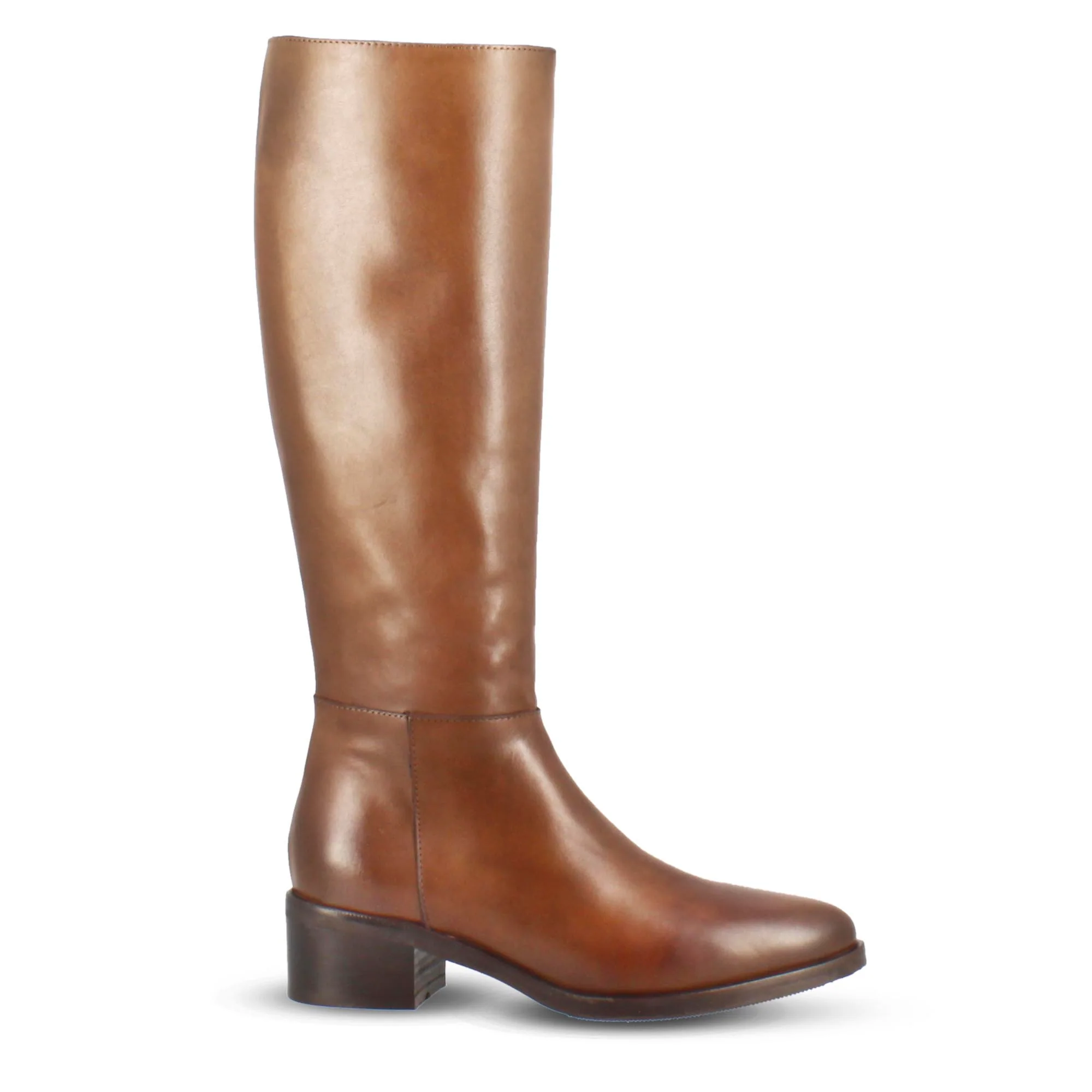 Stivale artigianale alto da donna in pelle colore marrone