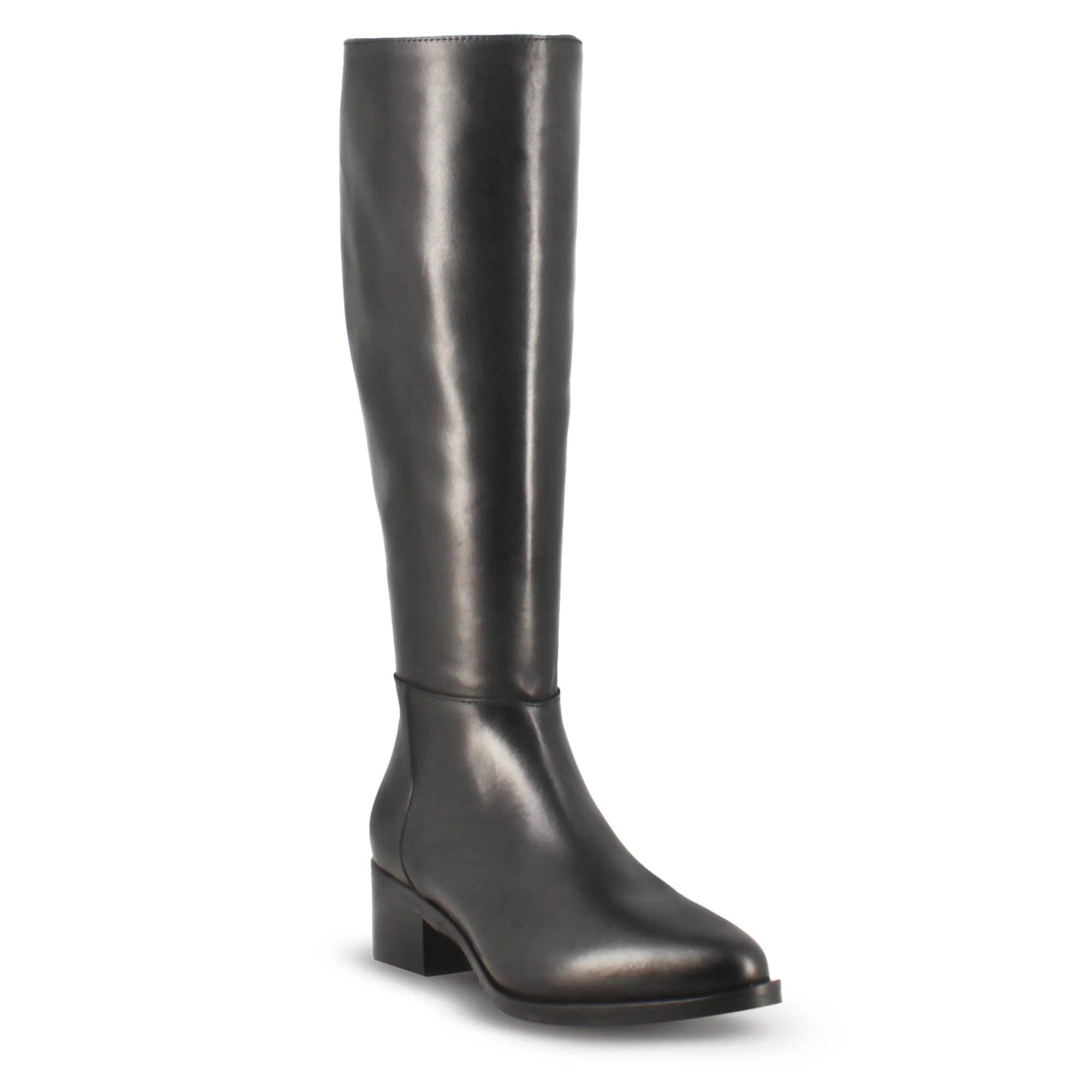 Stivale alto artigianale da donna in pelle colore nero - Image 2