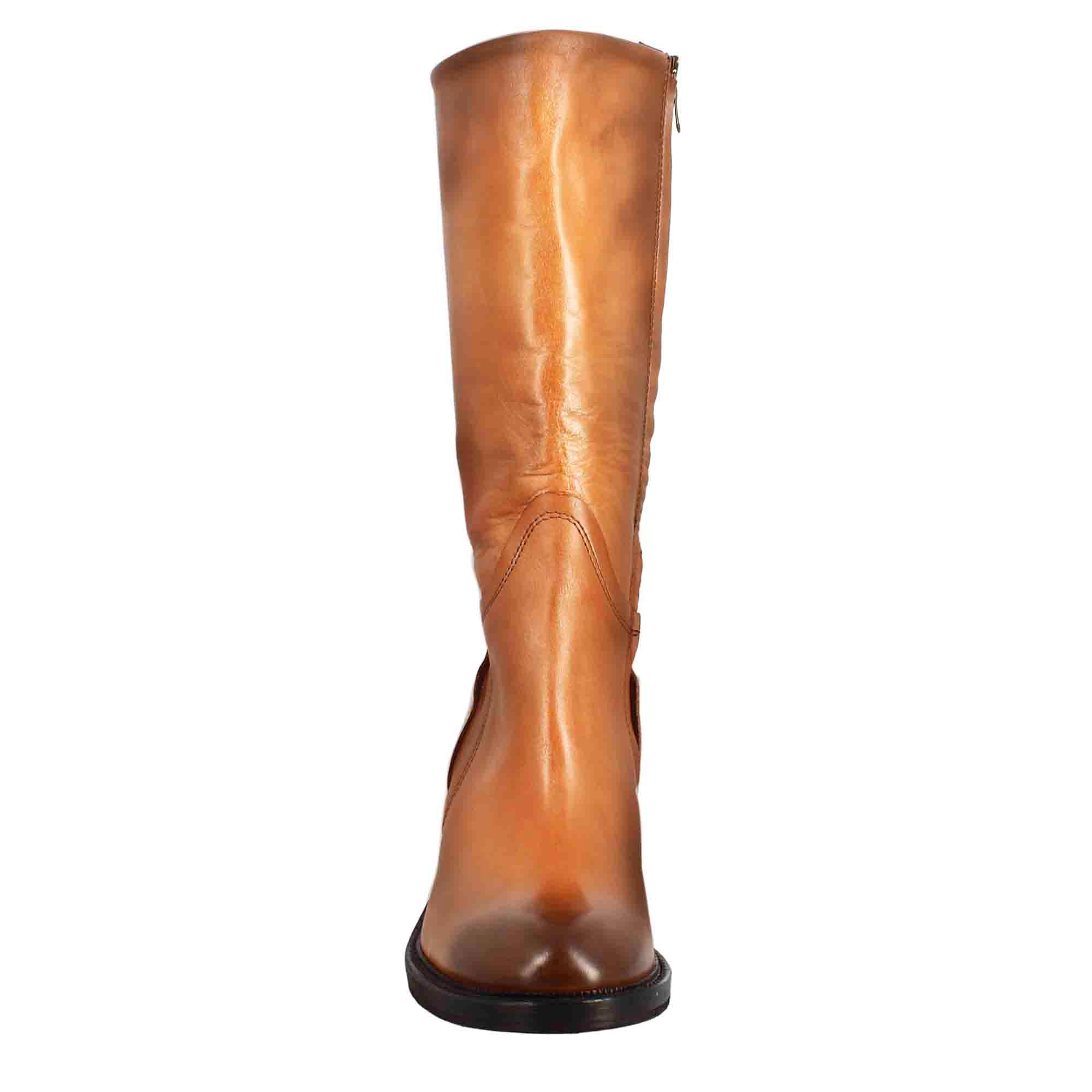 Stivale diver altezza polpaccio da donna con tacco in pelle lavata colore cuoio scuro - Image 4