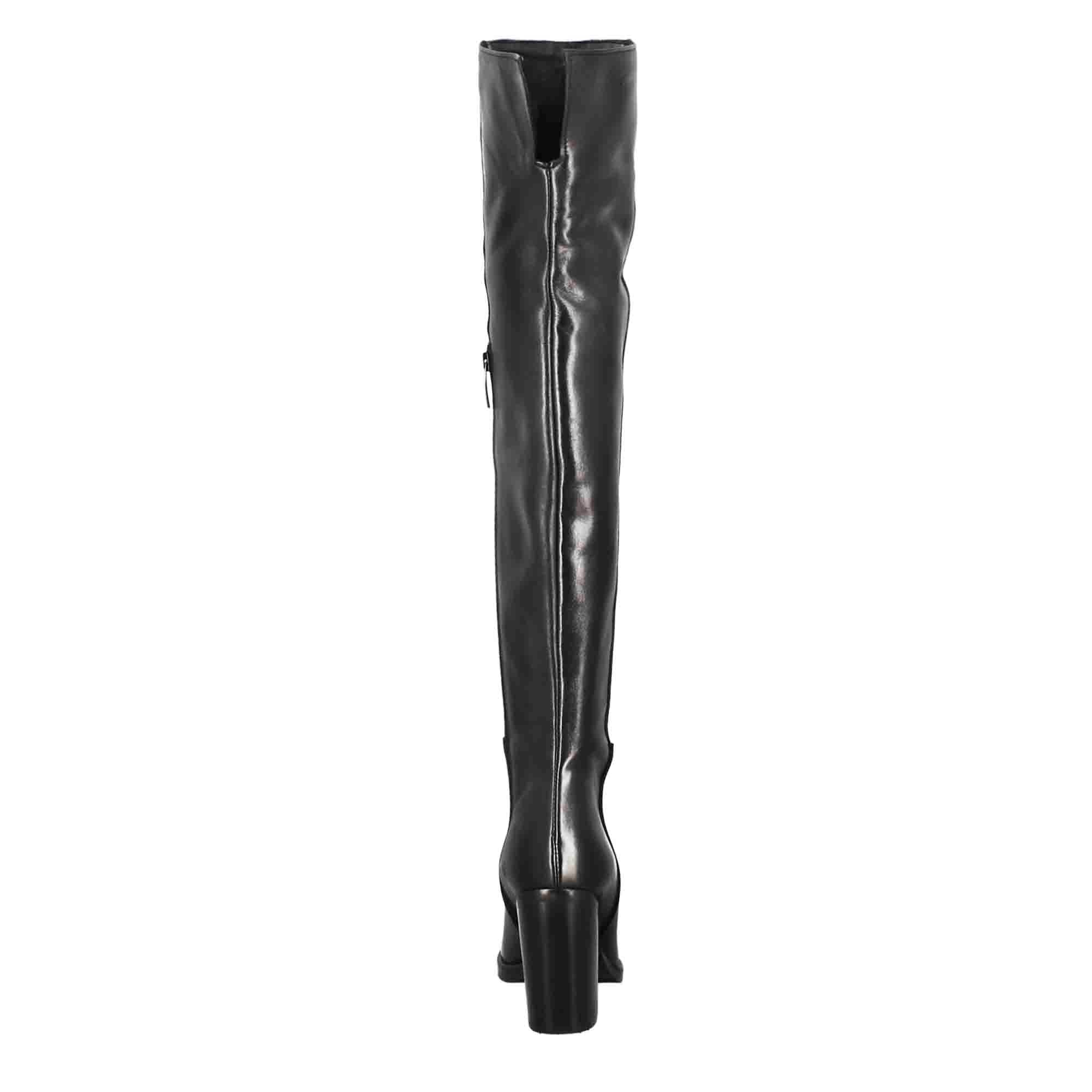 Stivale sopra il ginocchio da donna con tacco alto in pelle colore nero - Image 5
