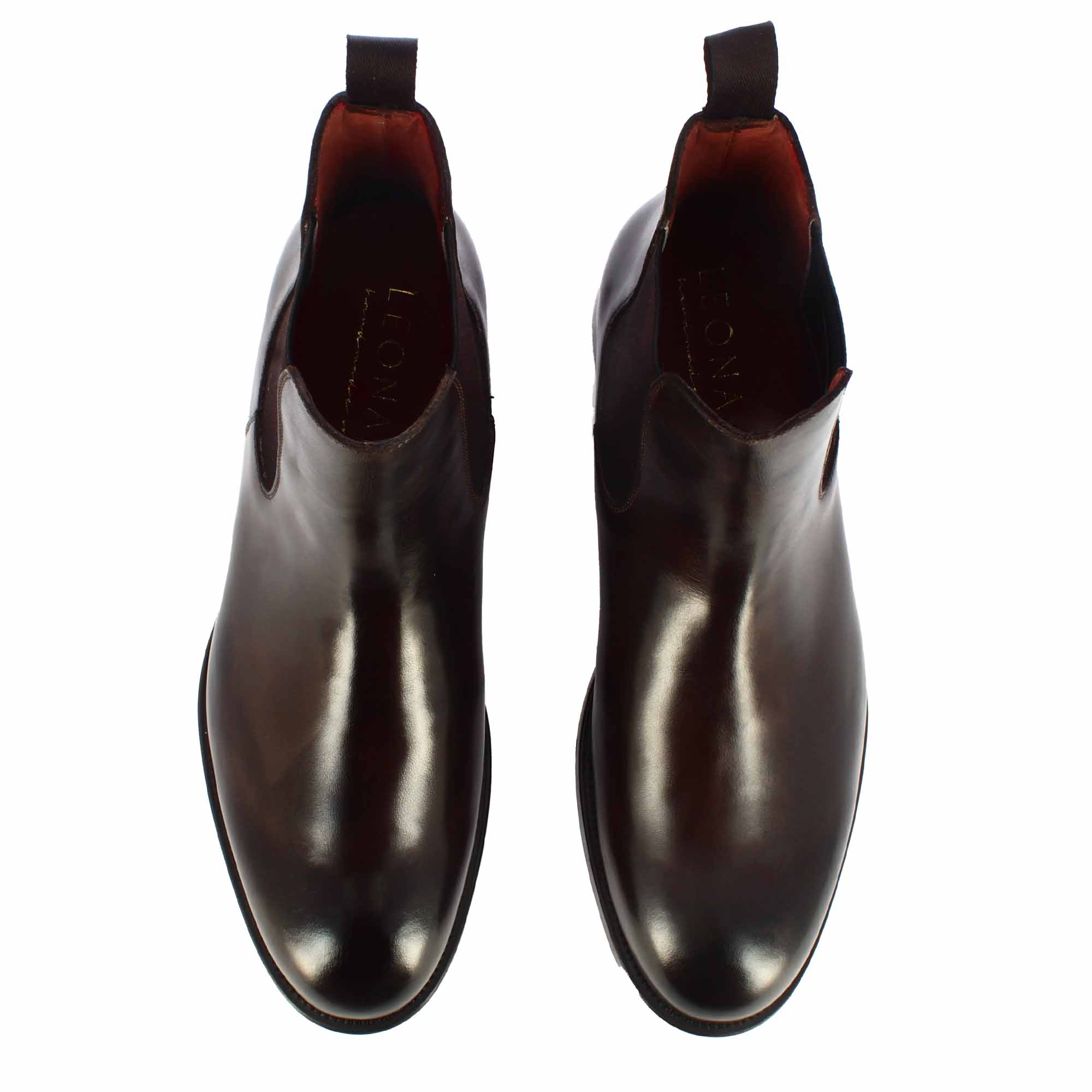 Stivaletti da uomo chelsea eleganti in pelle colore marrone fatti a mano - Image 7