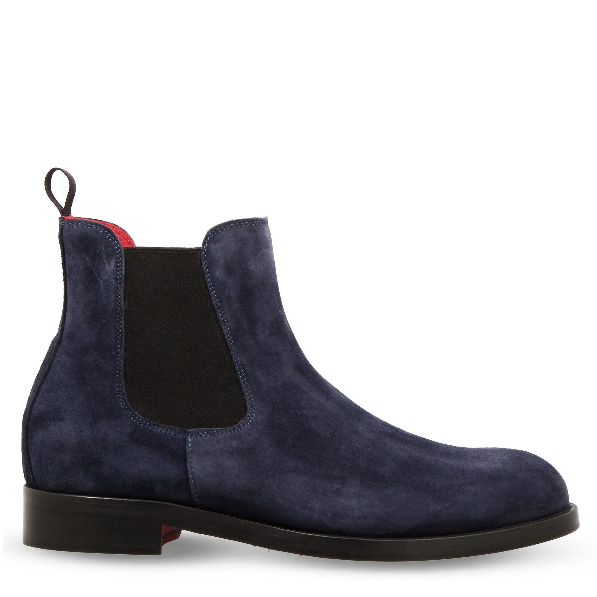 Stivaletti da uomo Chelsea in pelle scamosciata blu suola in cuoio - Image 3