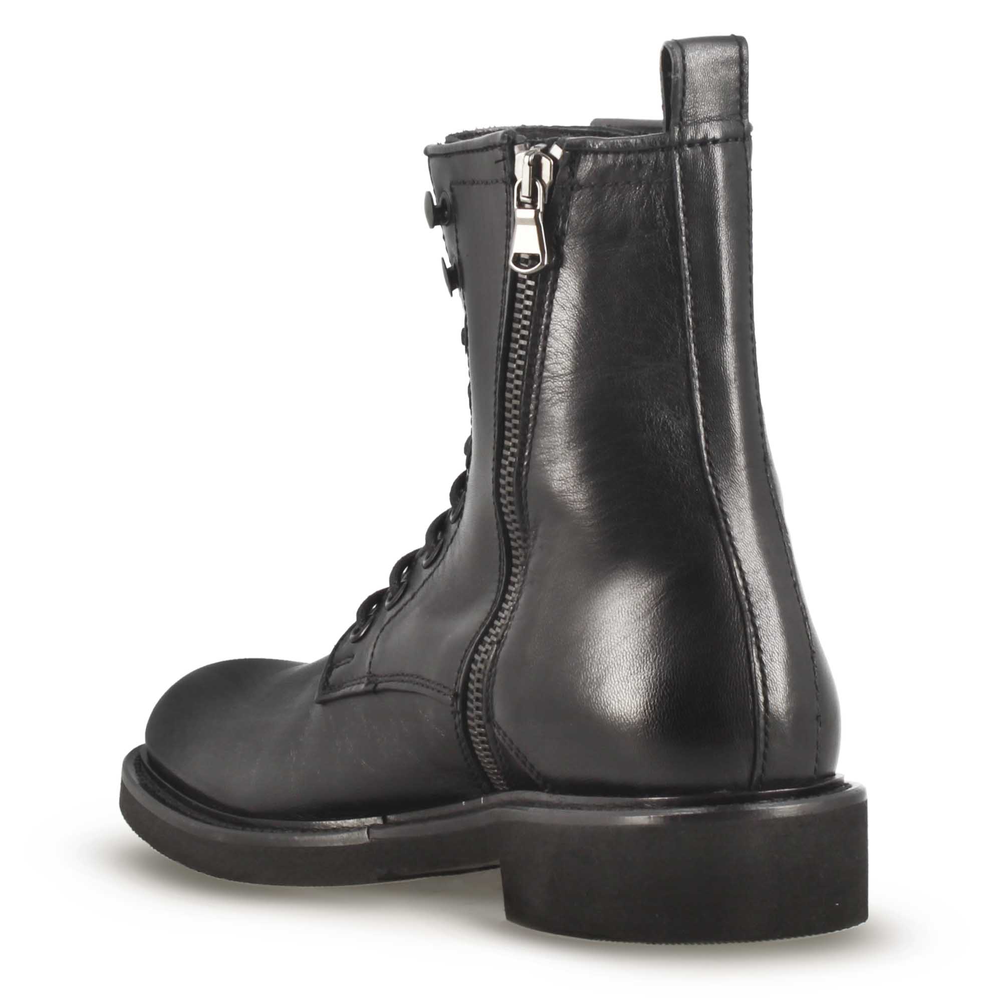 Stivaletto anfibio da donna in vera pelle colore nero fatto a mano - Image 3