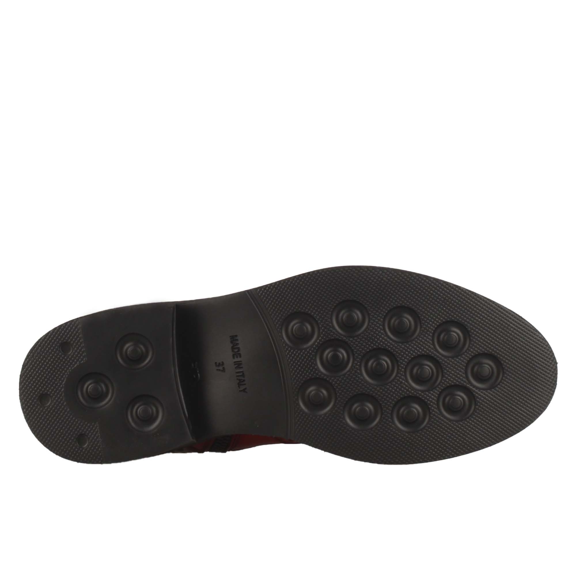 Stivaletto anfibio da donna in pelle rossa con dettagli brogue - Image 5