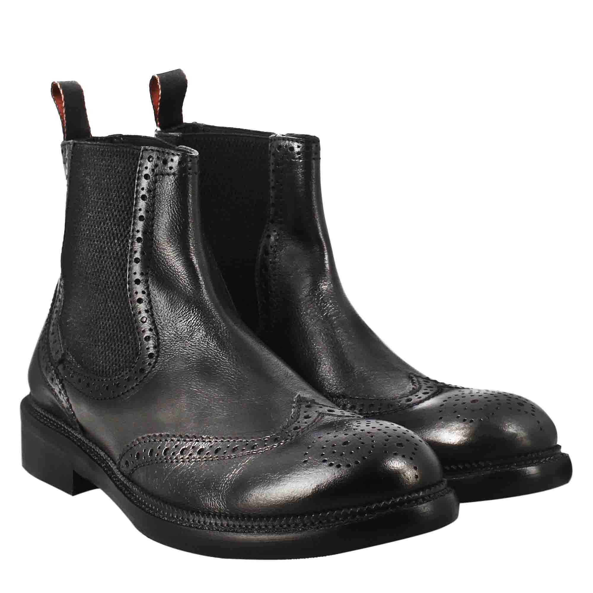 Stivaletto candy chelsea da uomo in pelle lavata colore nero - Image 5