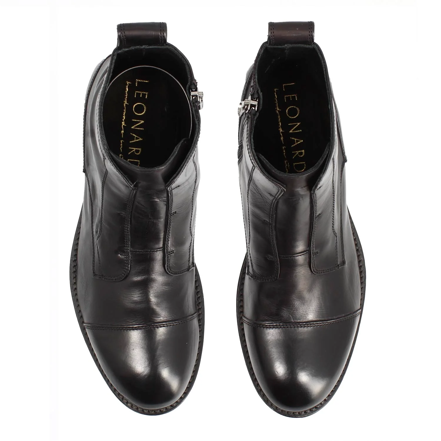 Stivaletto cap toe nero da uomo fatto a mano - Image 5
