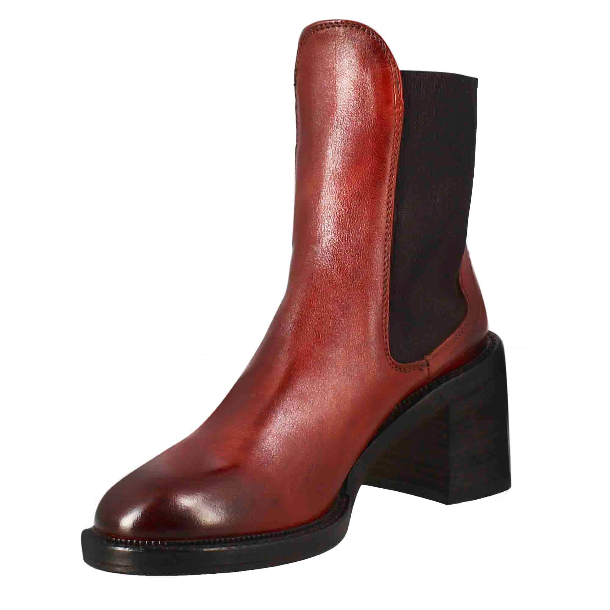 Stivaletto chelsea da donna con tacco in pelle lavata colore rosso - Image 3