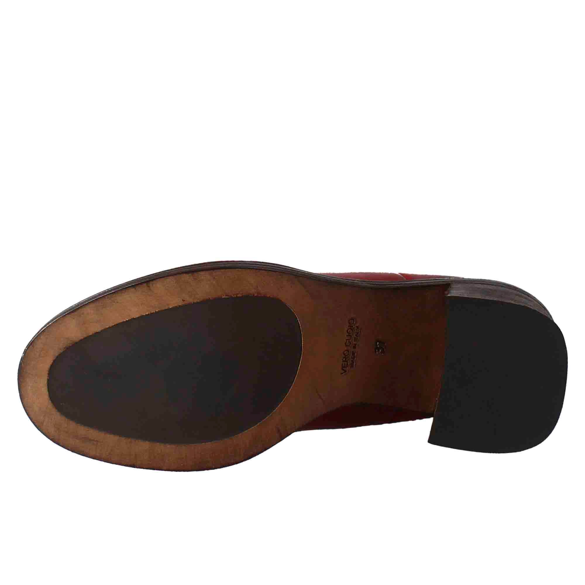 Stivaletto chelsea da donna con tacco in pelle lavata colore rosso - Image 5