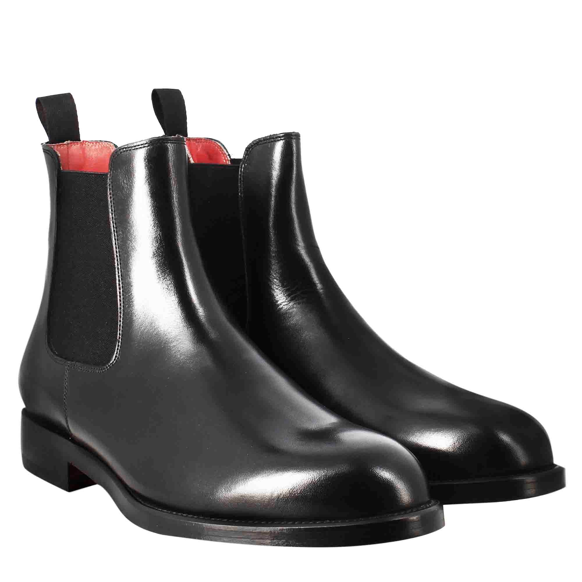 Stivaletto chelsea da uomo in pelle colore nero con elastico - Image 7