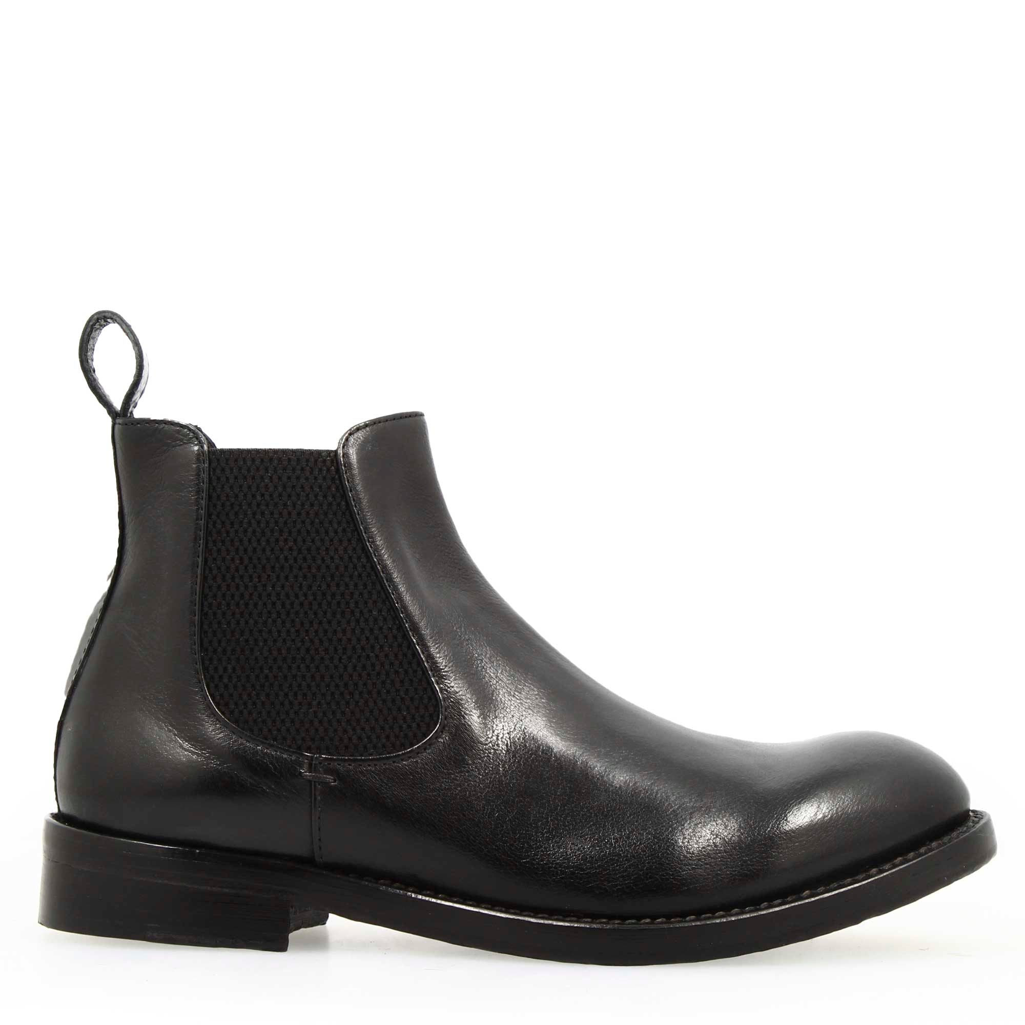 Stivaletto Chelsea diver da uomo in pelle lavata colore nero - Image 2