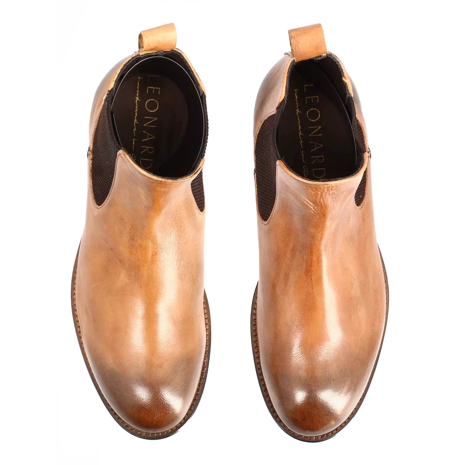 Stivaletto Chelsea diver da uomo in pelle lavata marrone chiaro - Image 5
