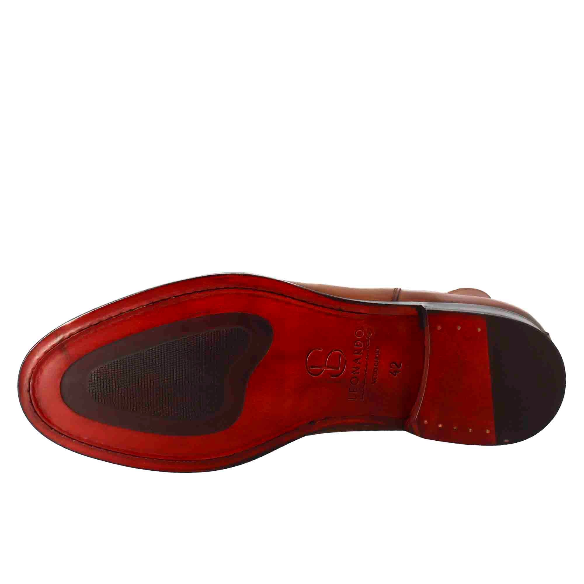 Stivaletto chelsea liscio da uomo in pelle colore marrone chiaro con elastico - Image 5