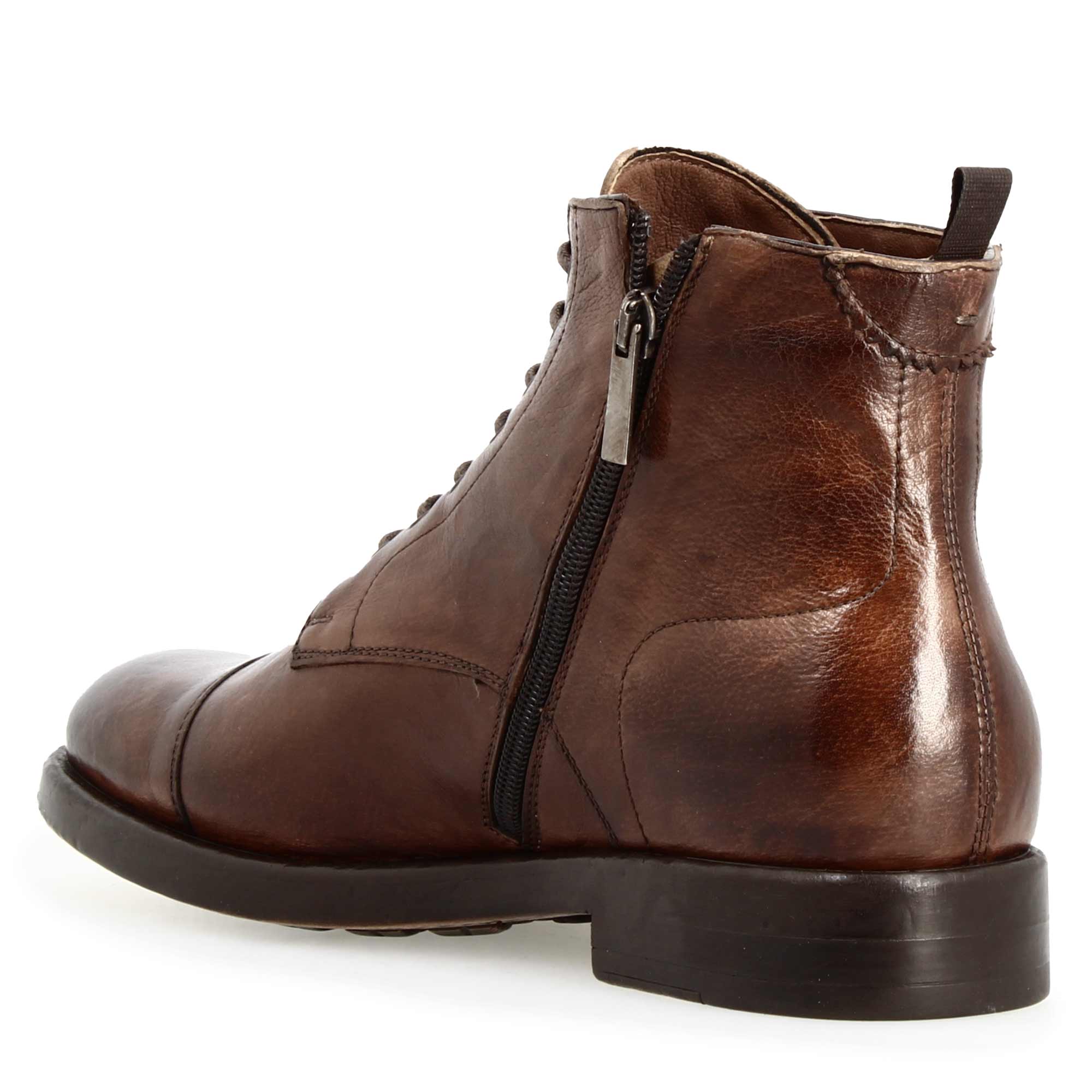 Stivaletto cap toe da uomo in pelle pregiata marrone - Image 4