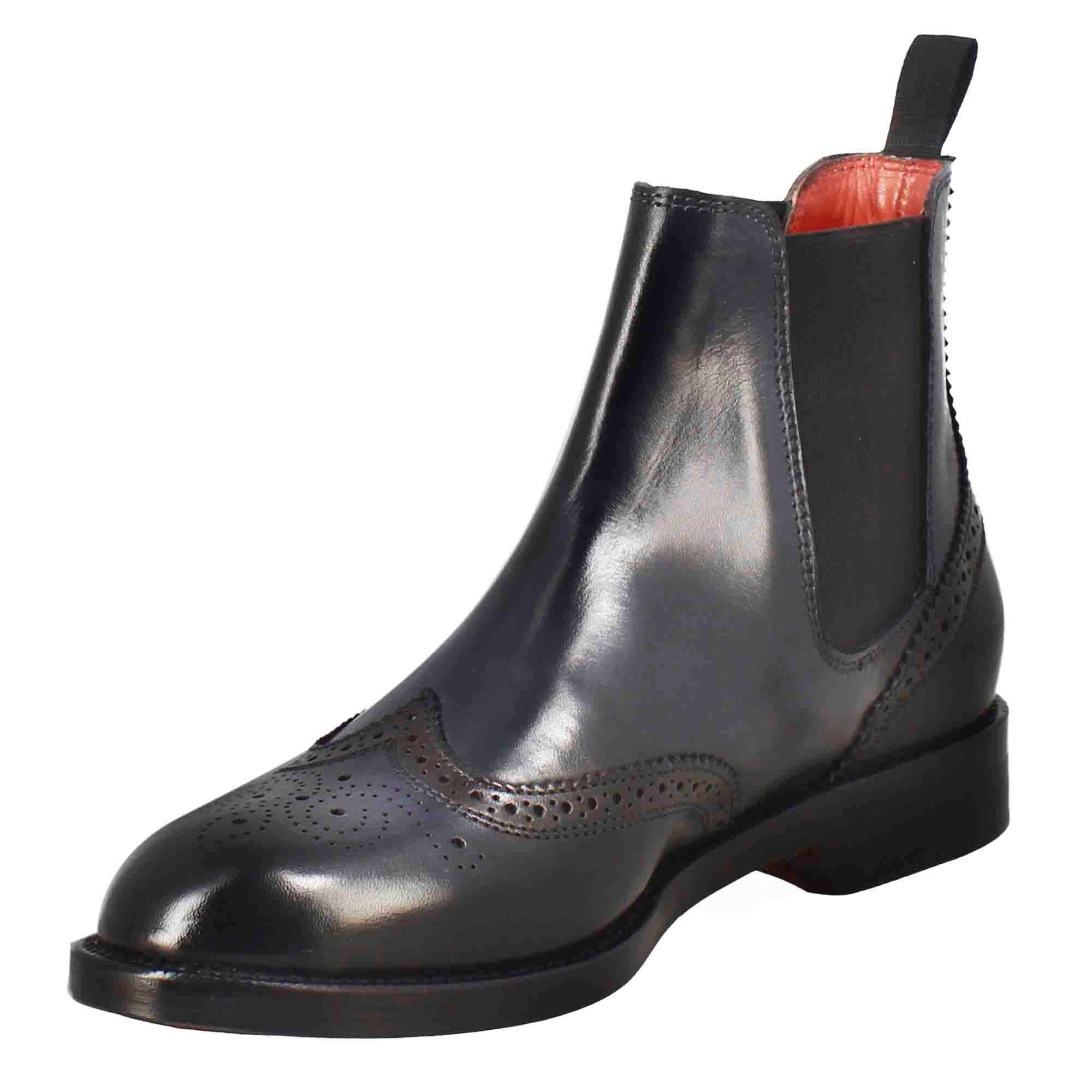 Stivaletto da donna chelsea con dettagli brogue in pelle blu - Image 4