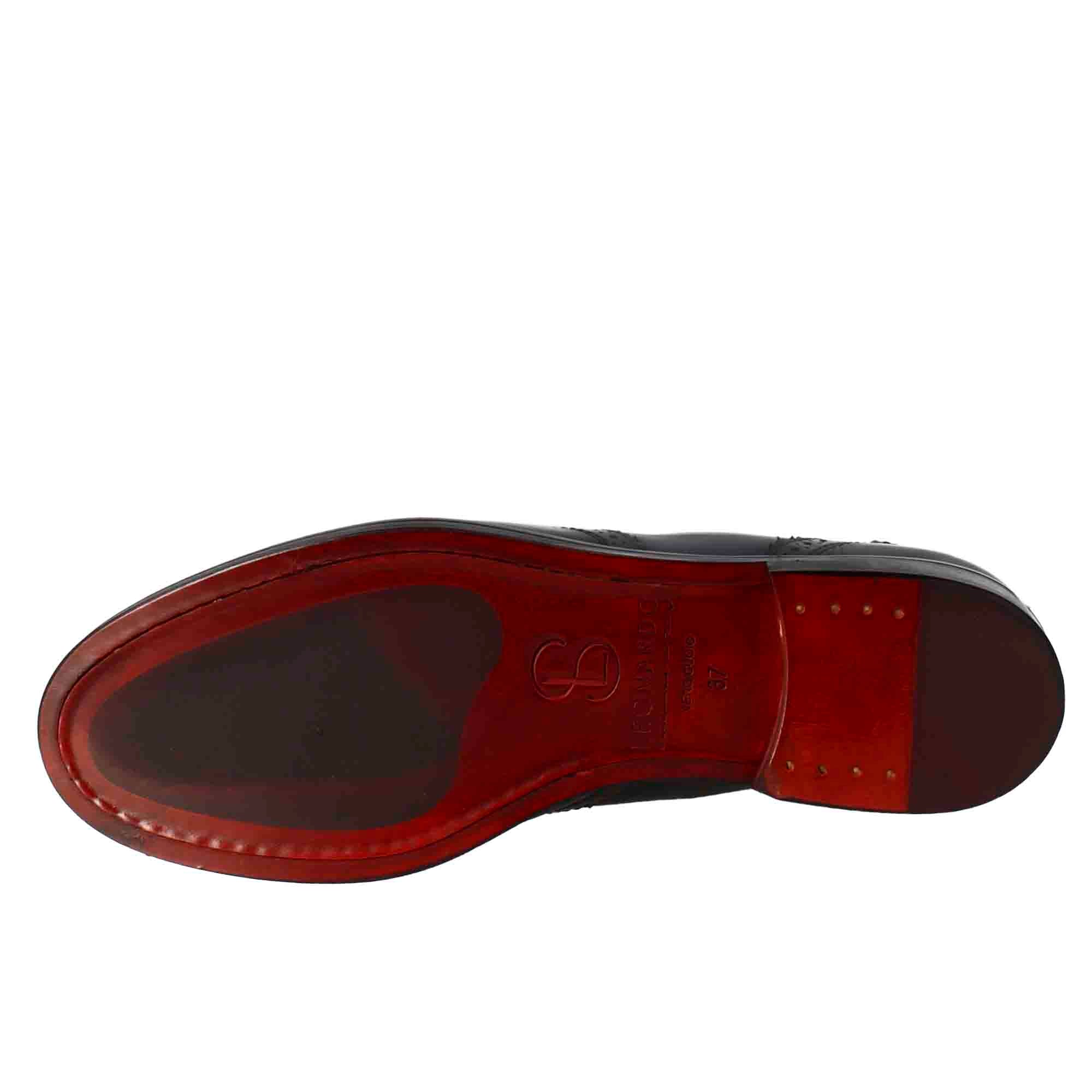 Stivaletto da donna chelsea con dettagli brogue in pelle blu - Image 6