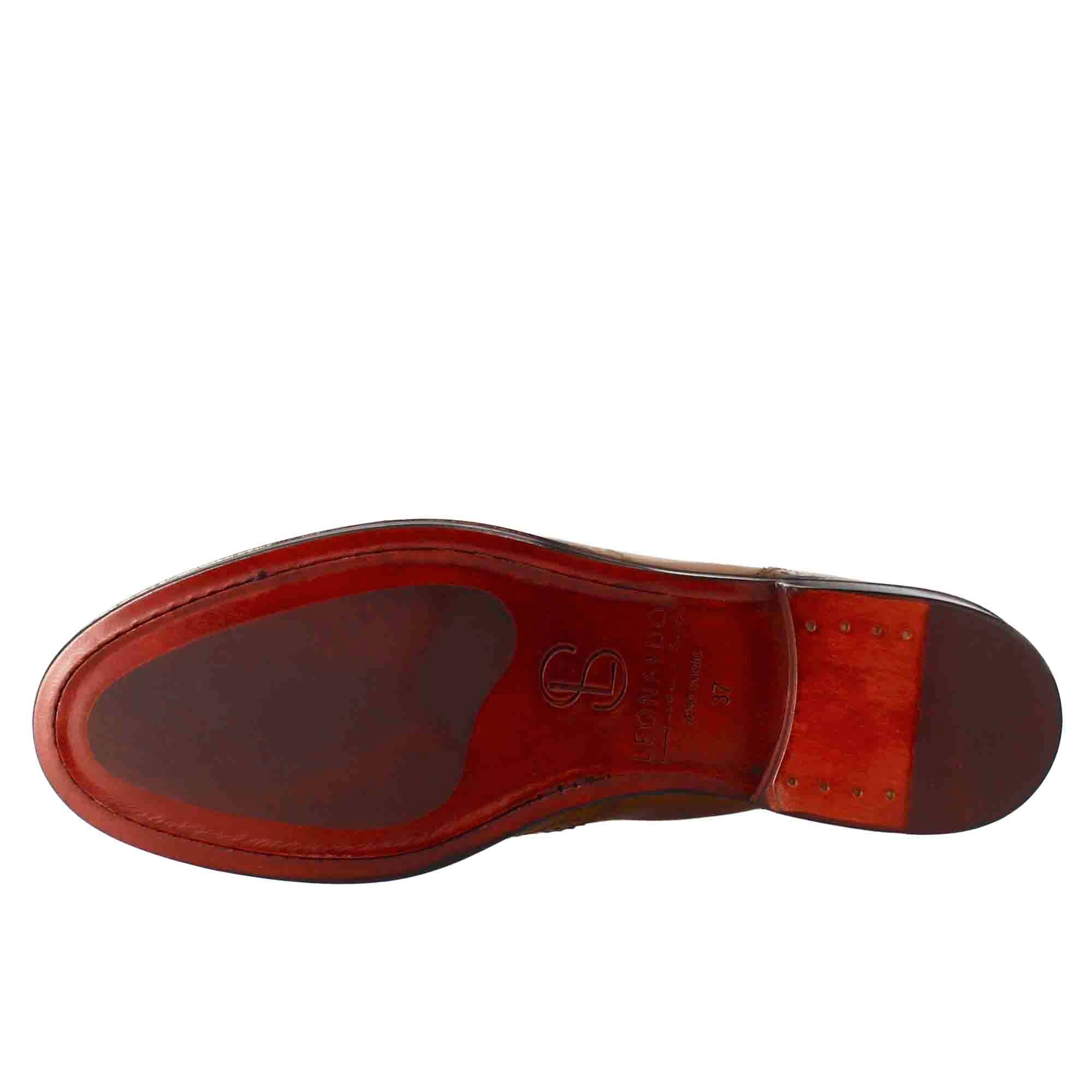Stivaletto da donna chelsea con dettagli brogue in pelle marrone chiaro - Image 6