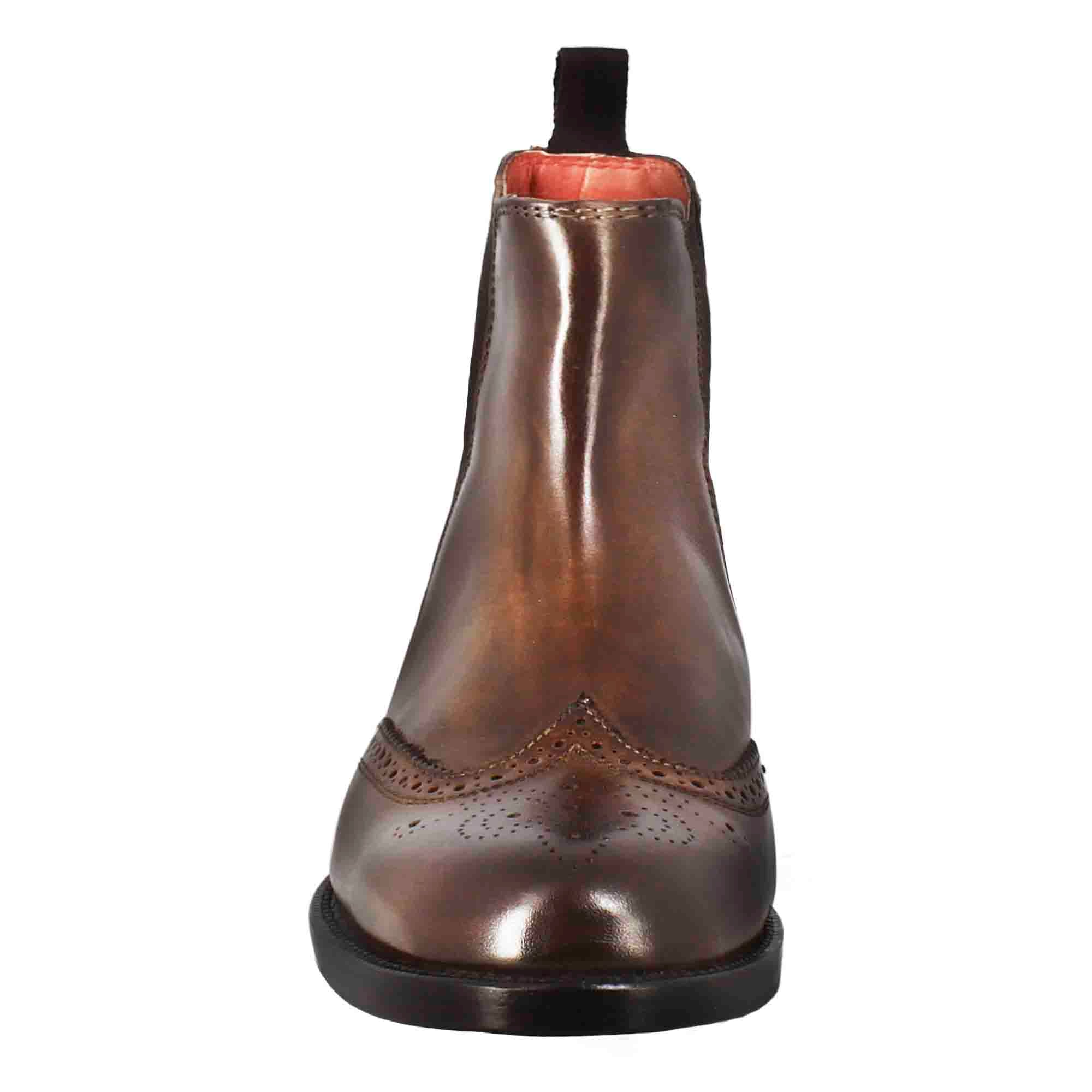 Stivaletto da donna chelsea con dettagli brogue in pelle marrone scuro - Image 3