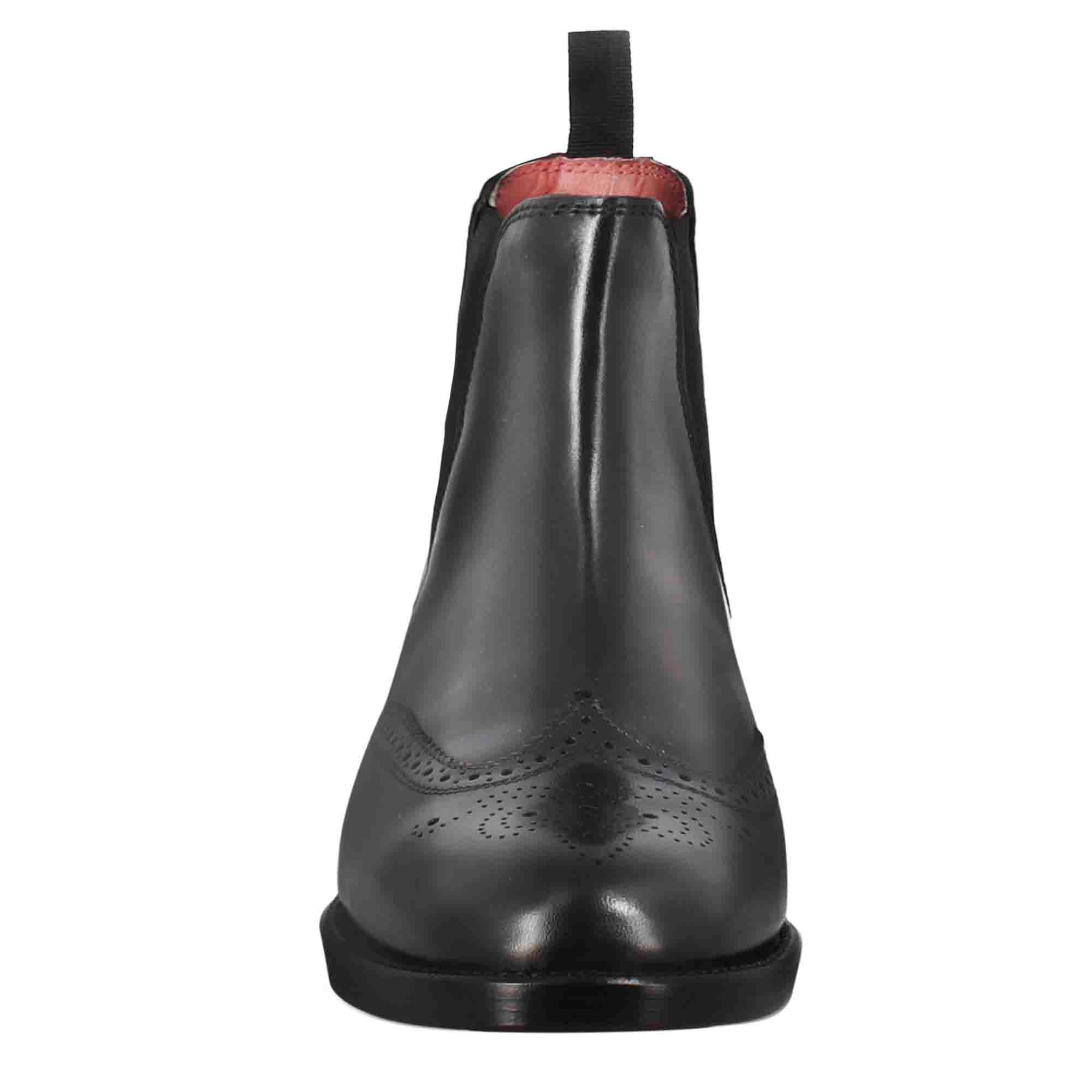 Stivaletto da donna chelsea con dettagli brogue in pelle colore nero - Image 3