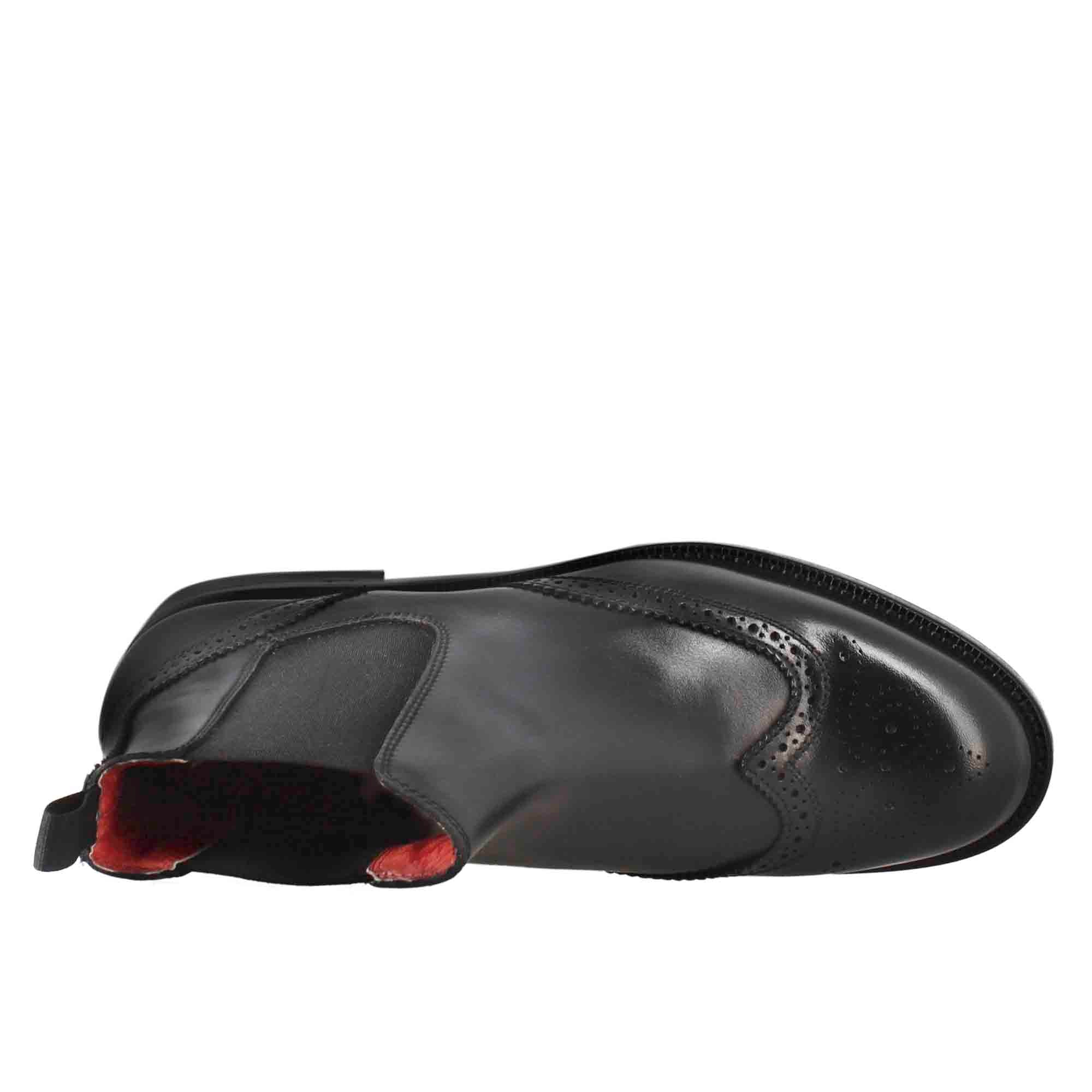 Stivaletto da donna chelsea con dettagli brogue in pelle colore nero - Image 5