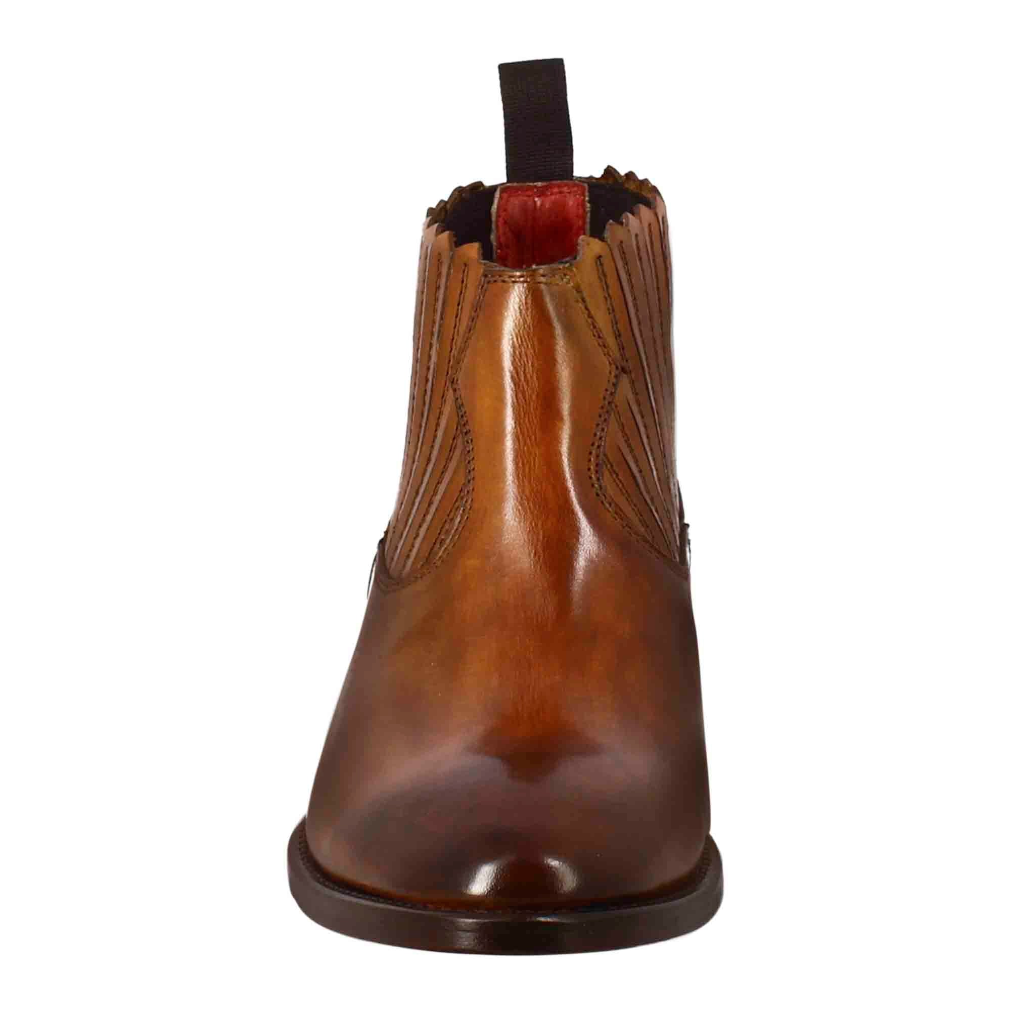 Stivaletto da donna con ritagli al collo in pelle colore marrone chiaro - Image 3