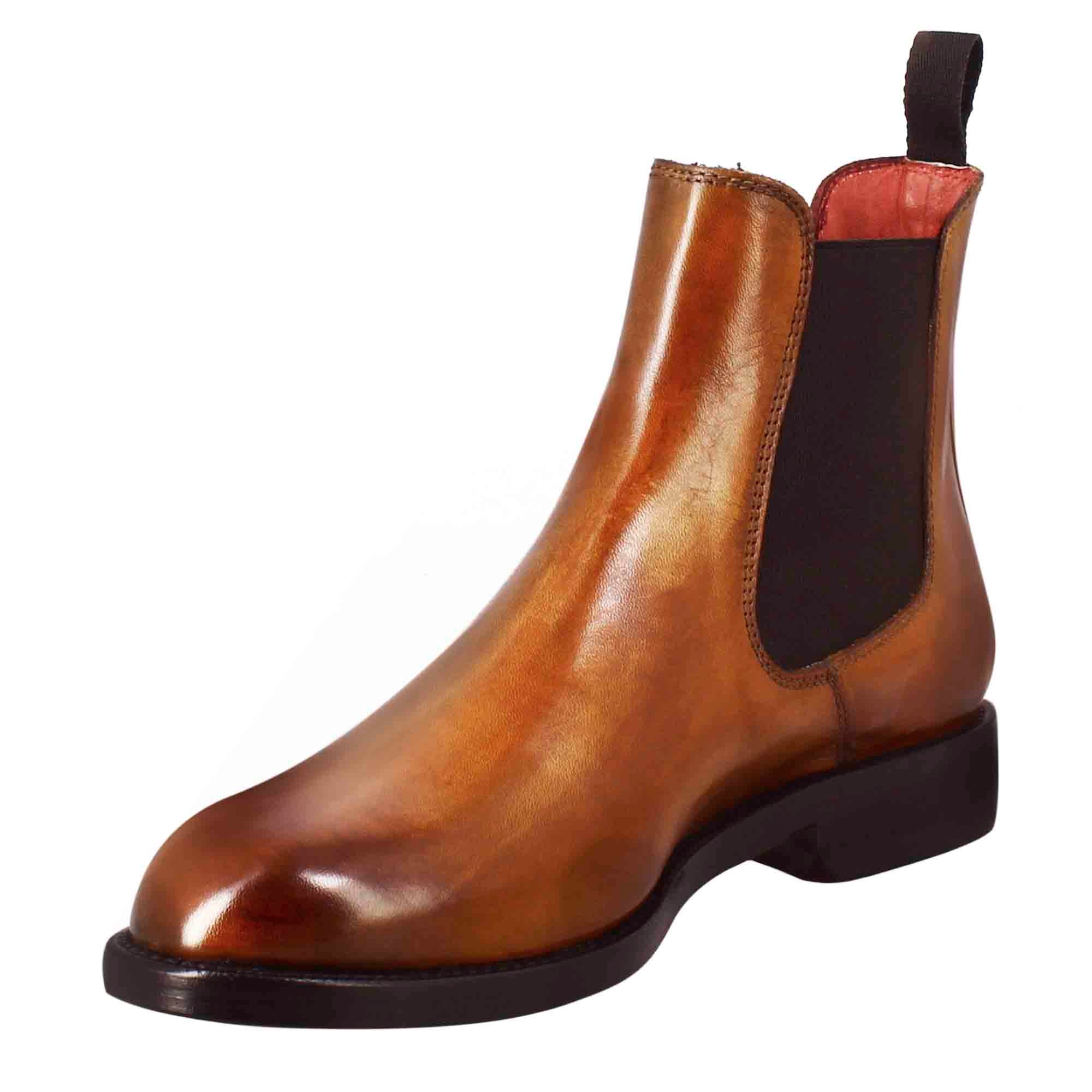 Stivaletto chelsea da donna liscio in pelle colore marrone chiaro - Image 4