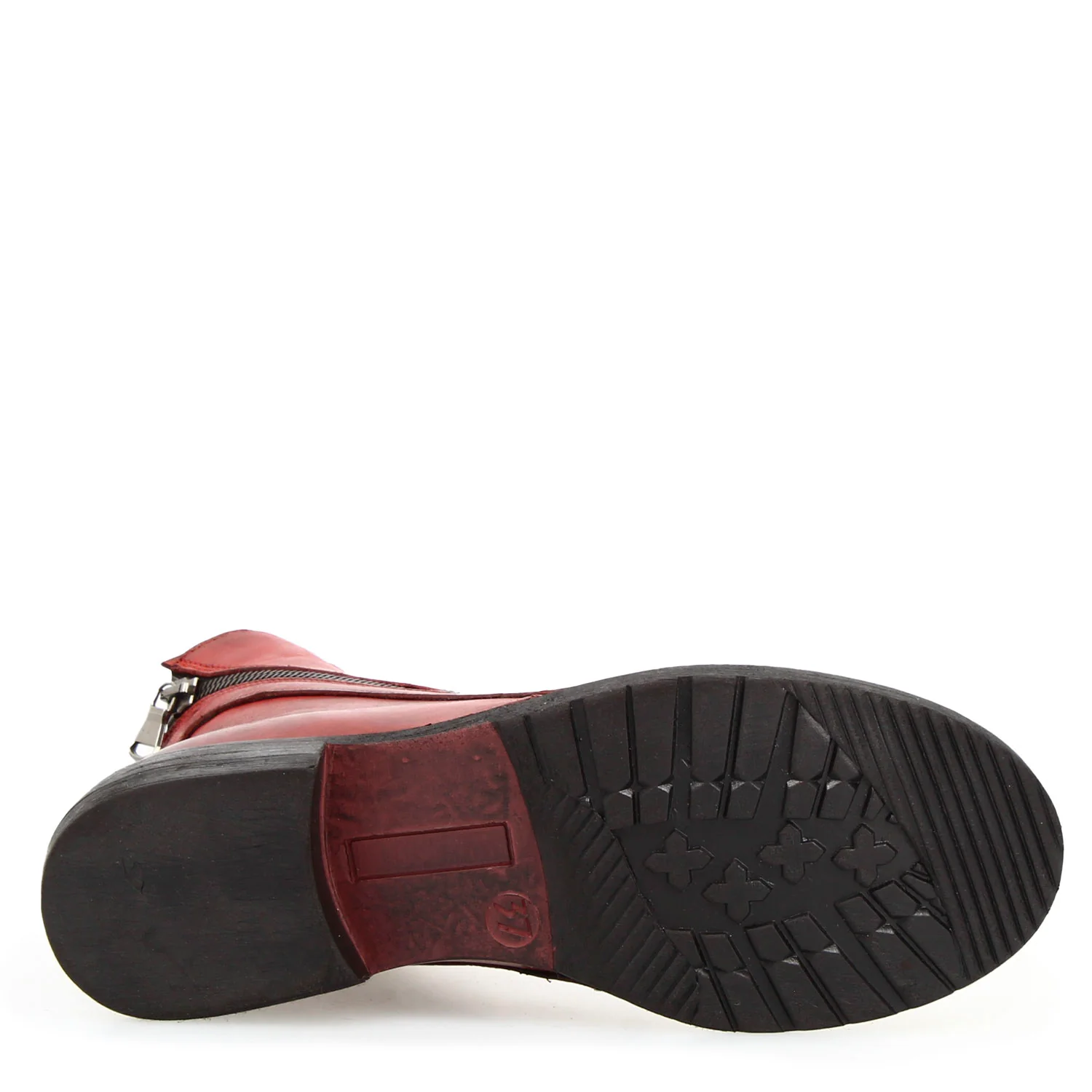 Stivaletto da donna in pelle lavata colore rosso con doppia zip - Image 4