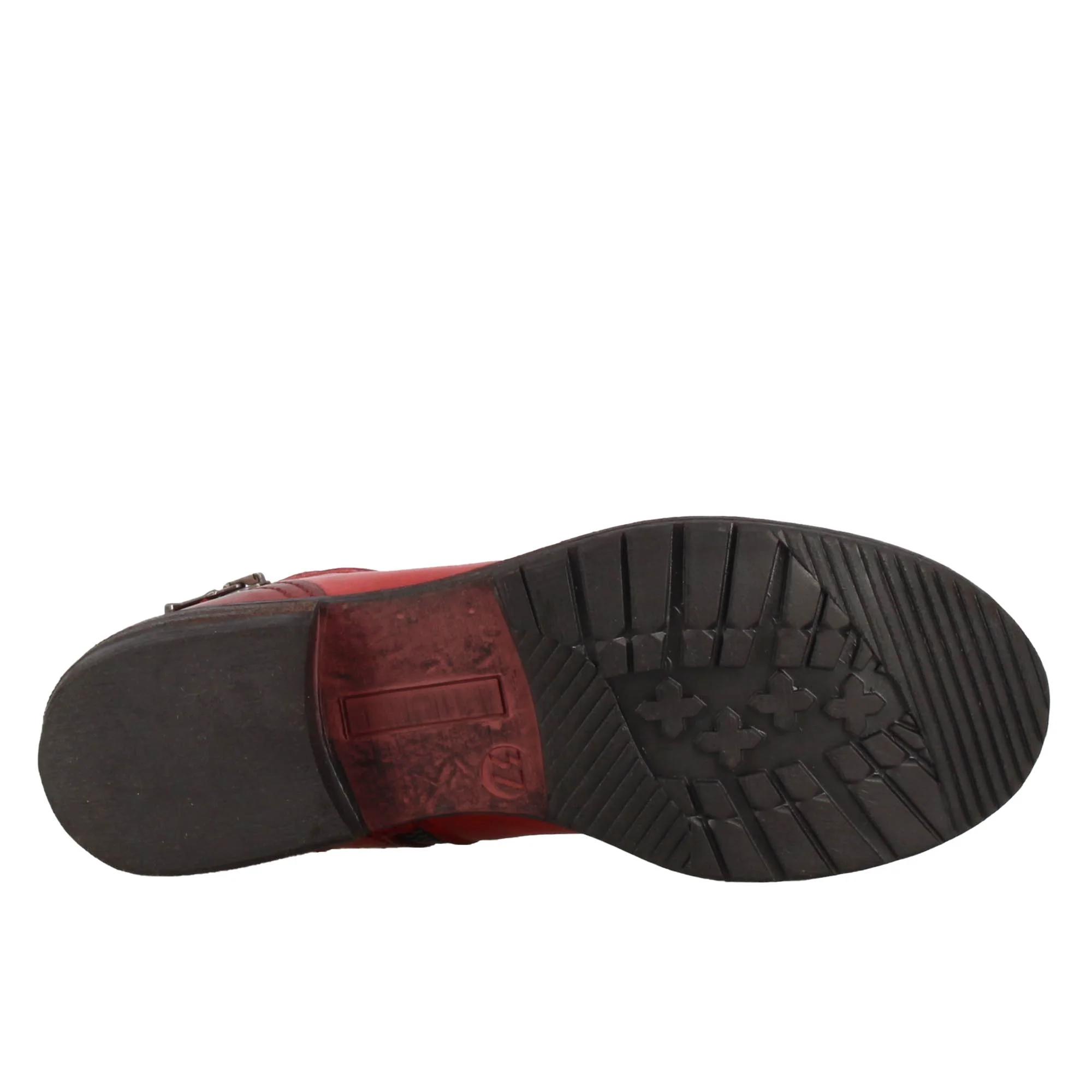 Stivaletto da donna in pelle colore rosso con cerniera asimmetrica - Image 5