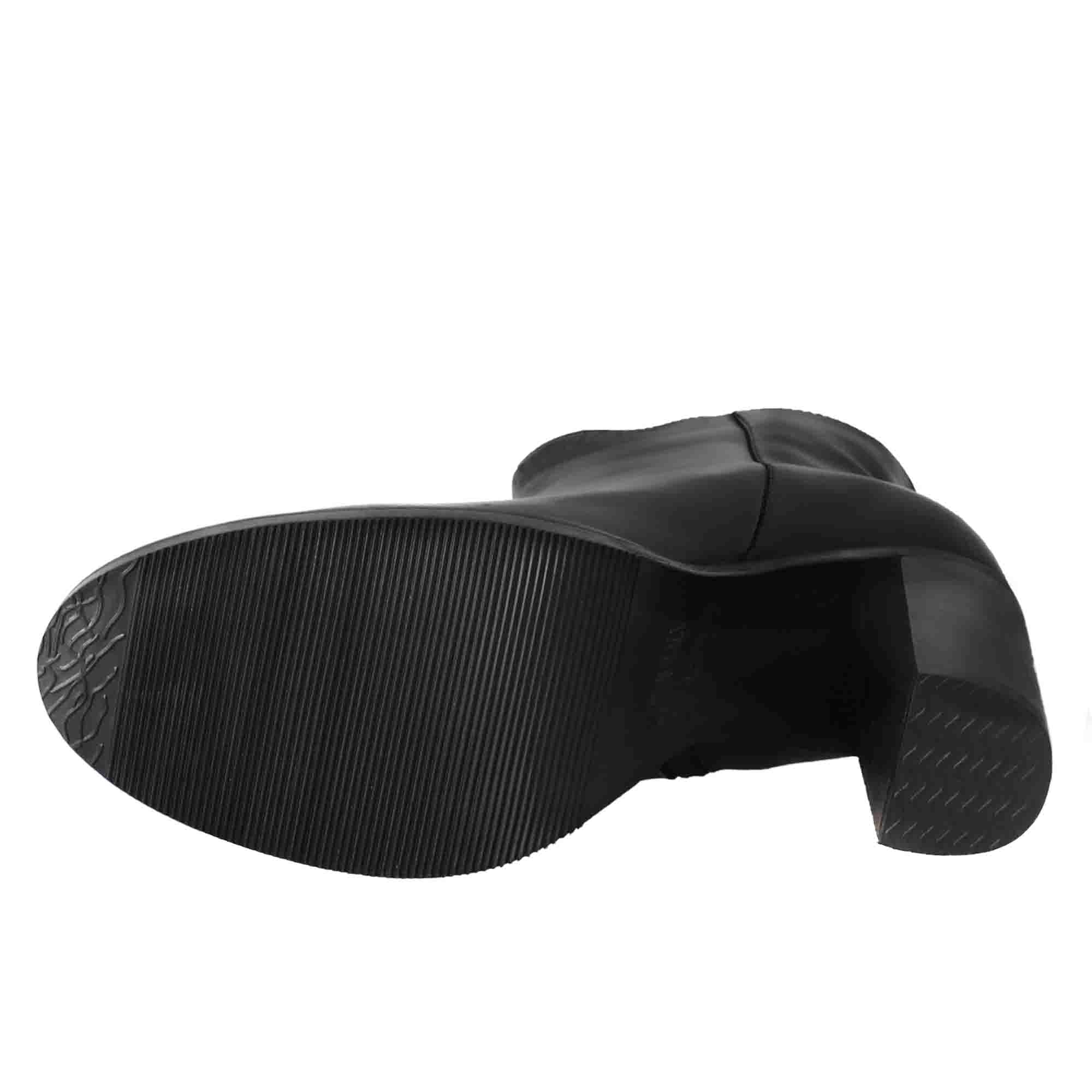 Stivaletto da donna liscio con tacco alto in pelle colore nero - Image 6
