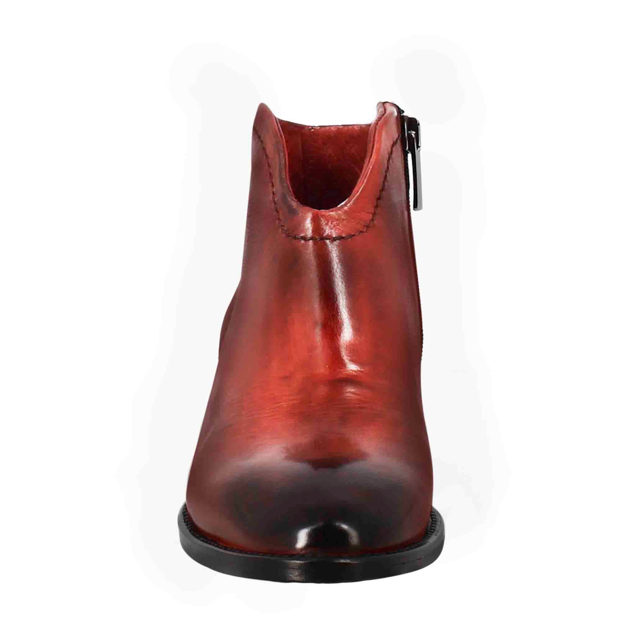Stivaletto da donna liscio con tacco medio in pelle colore rosso - Image 3