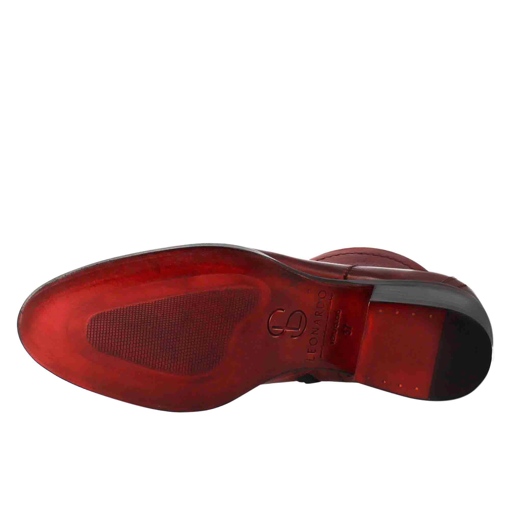 Stivaletto da donna liscio con tacco medio in pelle colore rosso - Image 6