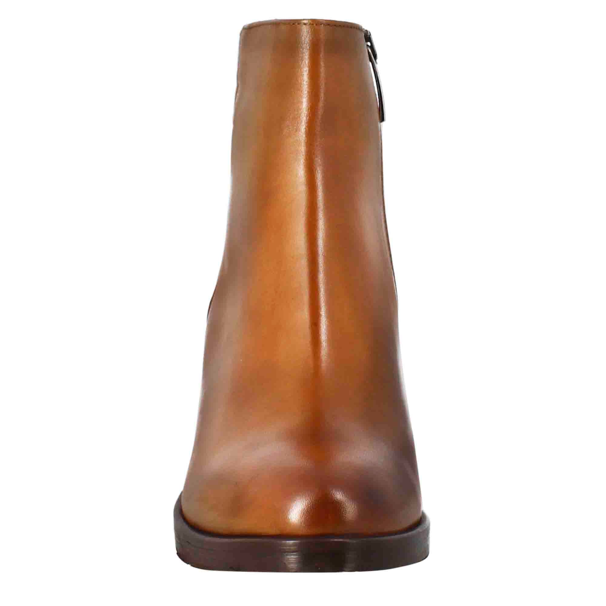 Stivaletto da donna liscio con tacco medio in pelle marrone - Image 3