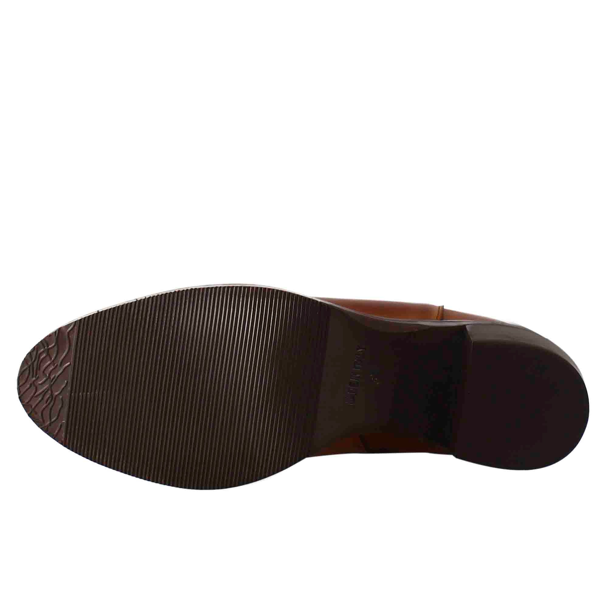 Stivaletto da donna liscio con tacco medio in pelle marrone - Image 6