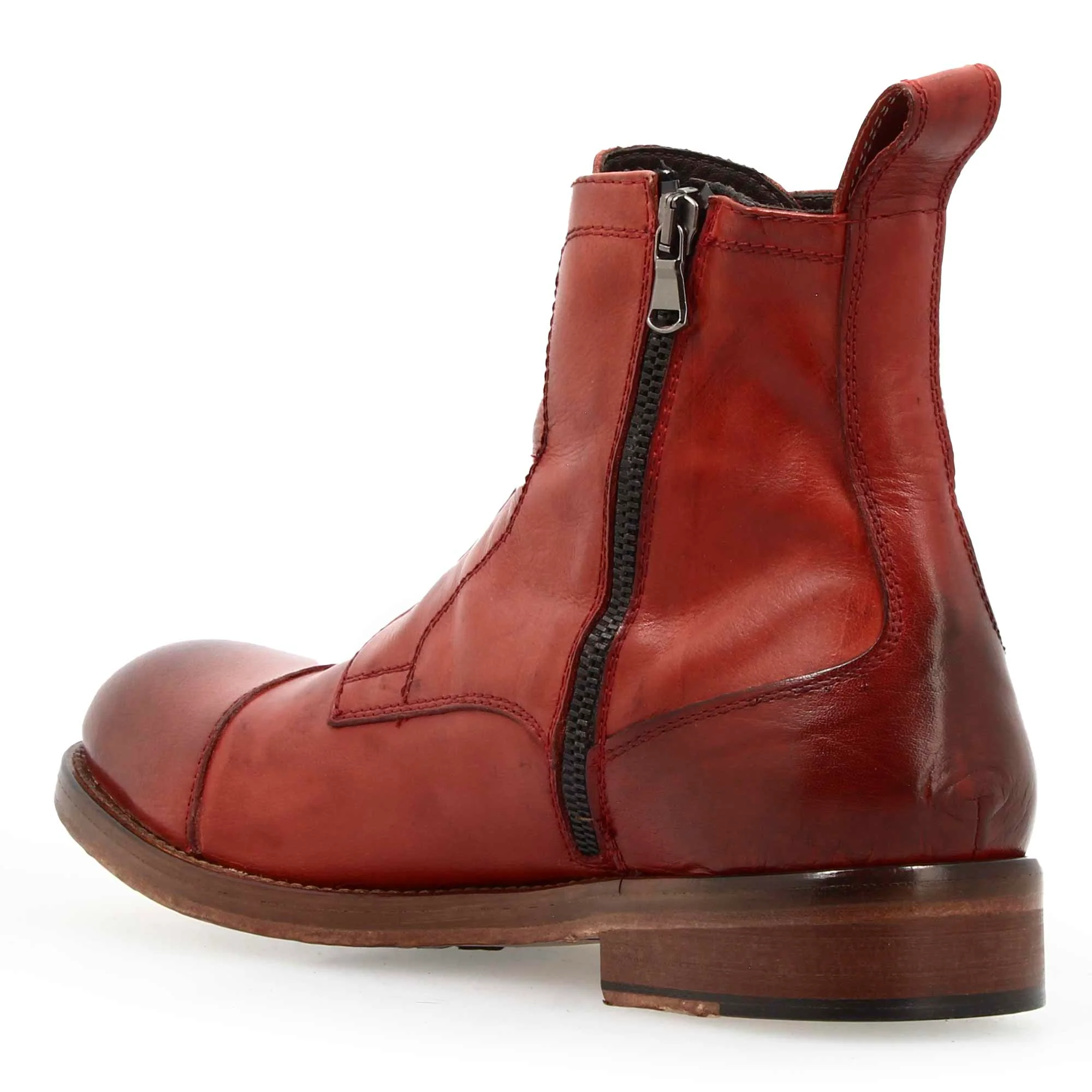 Stivaletto da uomo cap toe fatto a mano in pelle bordeaux - Image 3