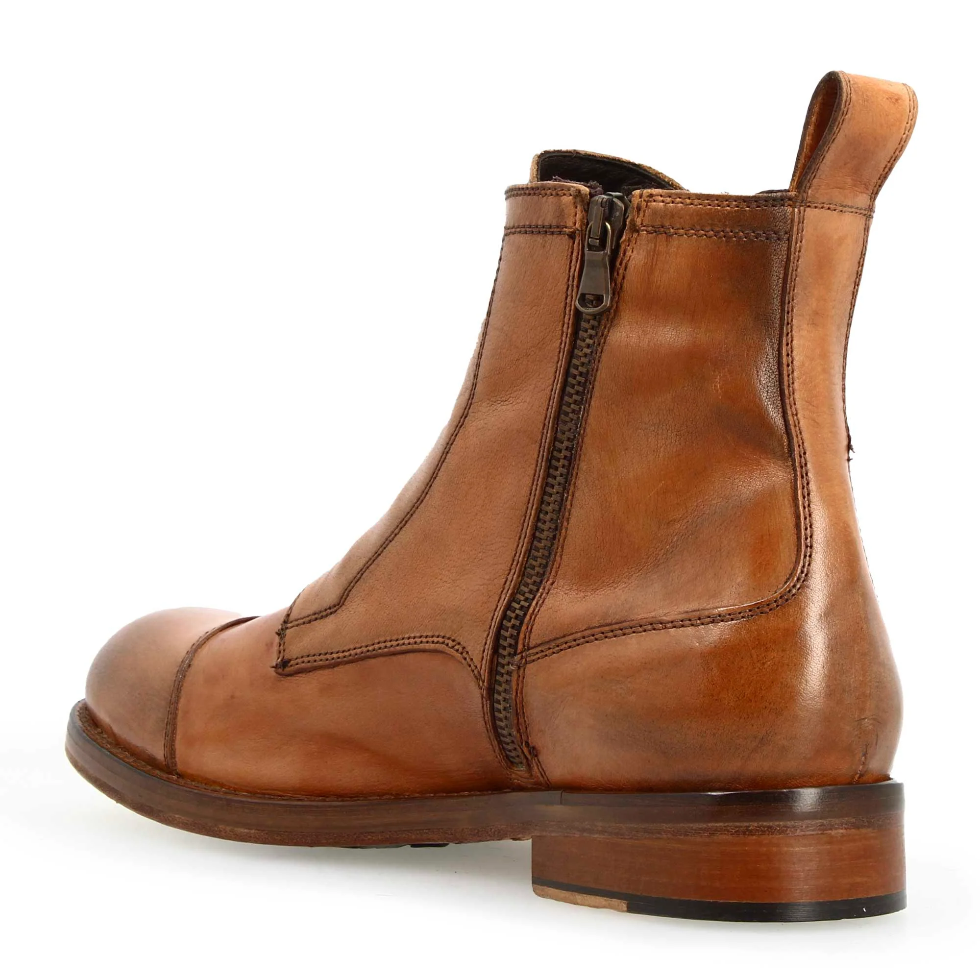 Stivaletto da uomo cap toe fatto a mano in pelle marrone - Image 5