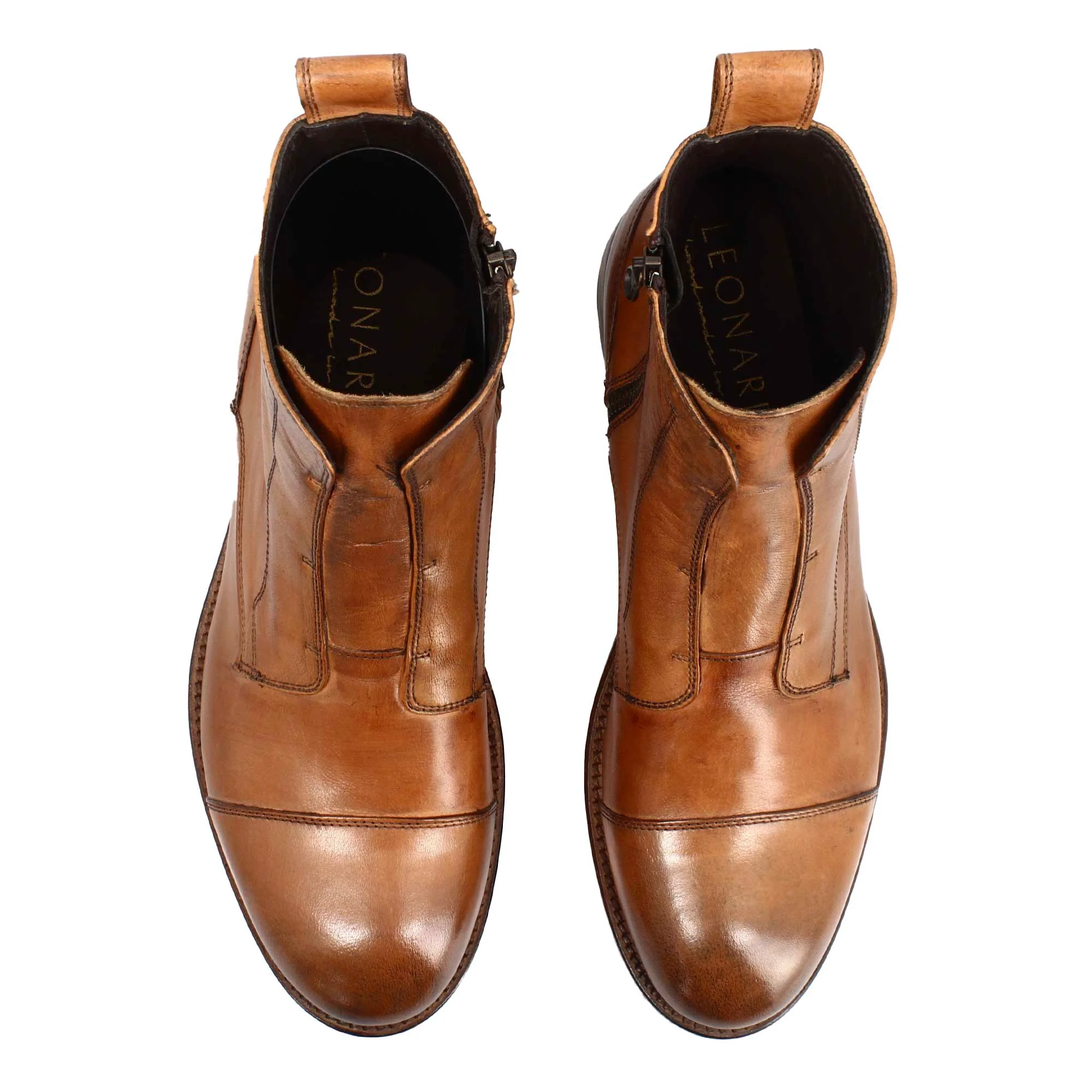Stivaletto da uomo cap toe fatto a mano in pelle marrone - Image 7