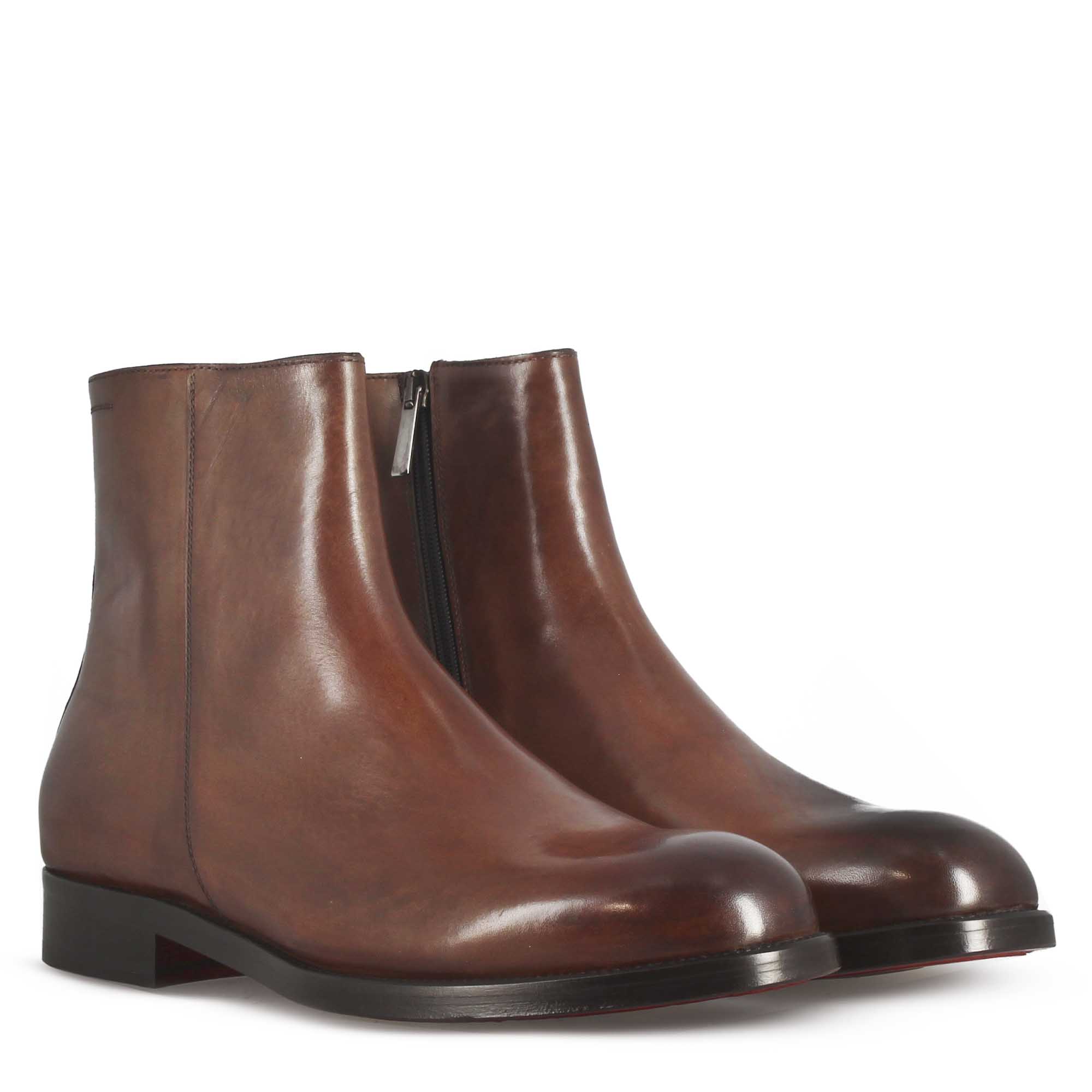 Stivaletto elegante alla caviglia da uomo in pelle liscia colore marrone - Image 5