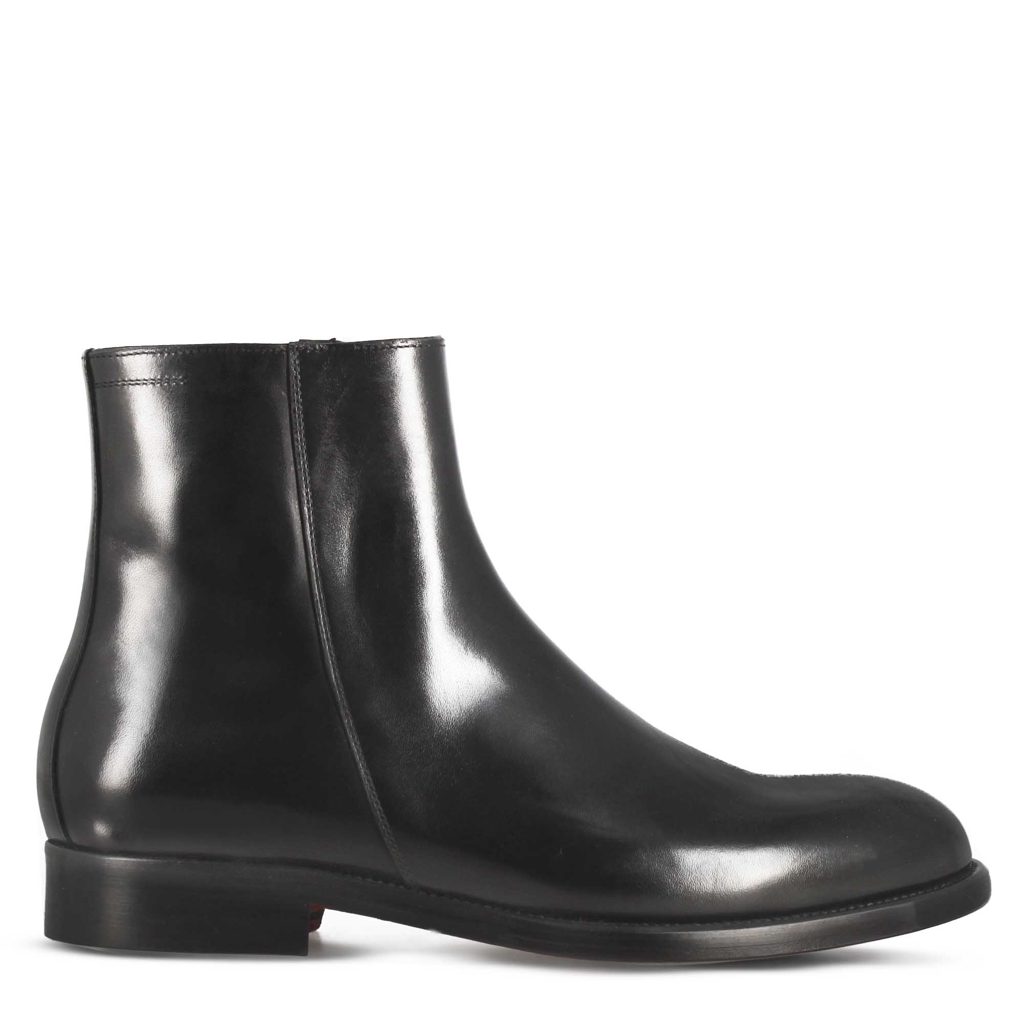 Stivaletto elegante alla caviglia da uomo in pelle liscia colore nero - Image 2