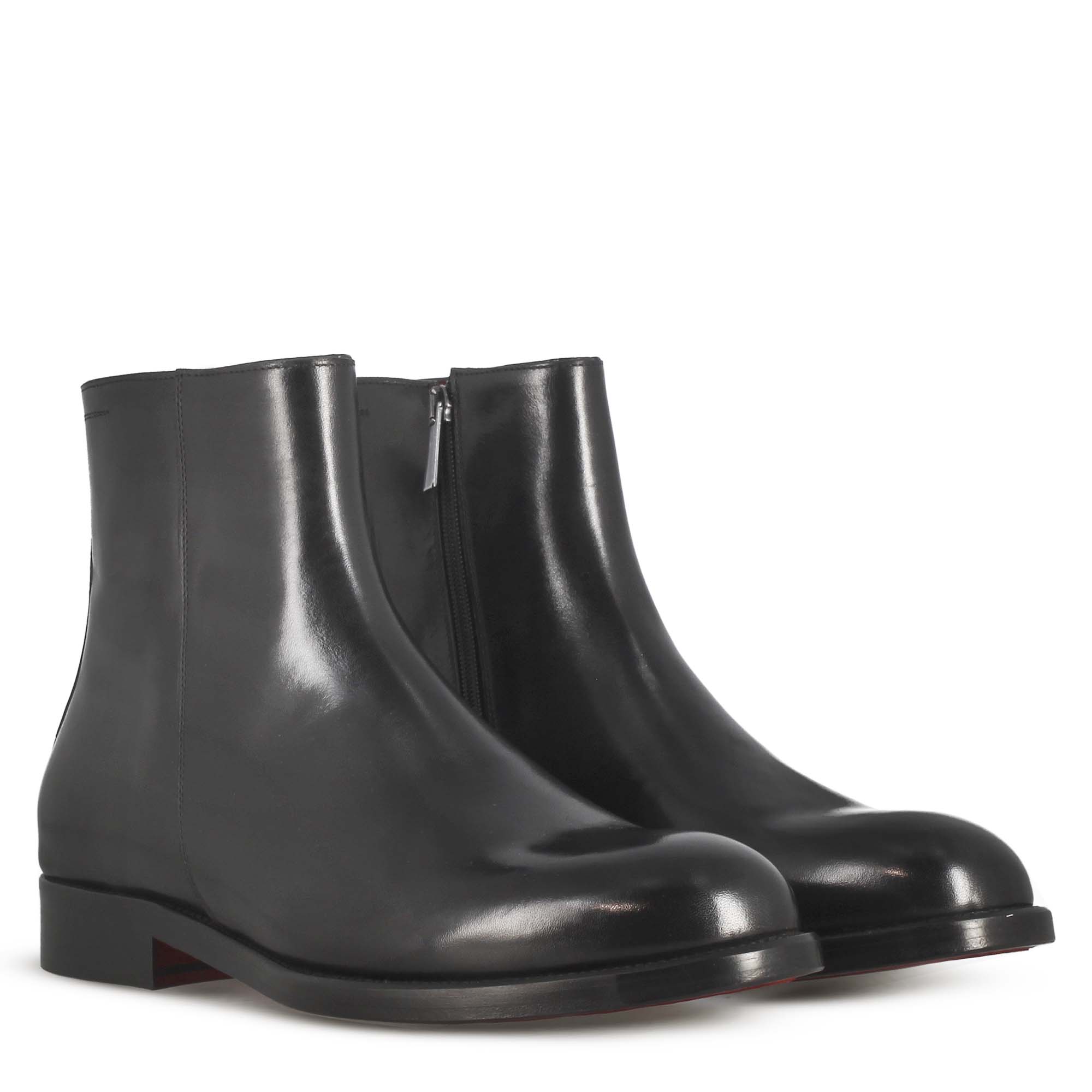 Stivaletto elegante alla caviglia da uomo in pelle liscia colore nero - Image 4