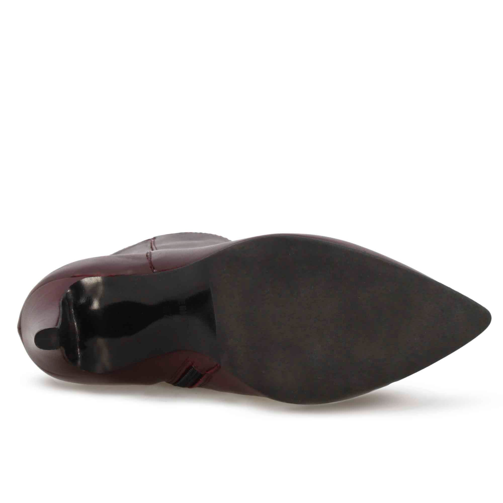 Stivaletto elegante da donna a punta in pelle colore bordeaux - Image 4