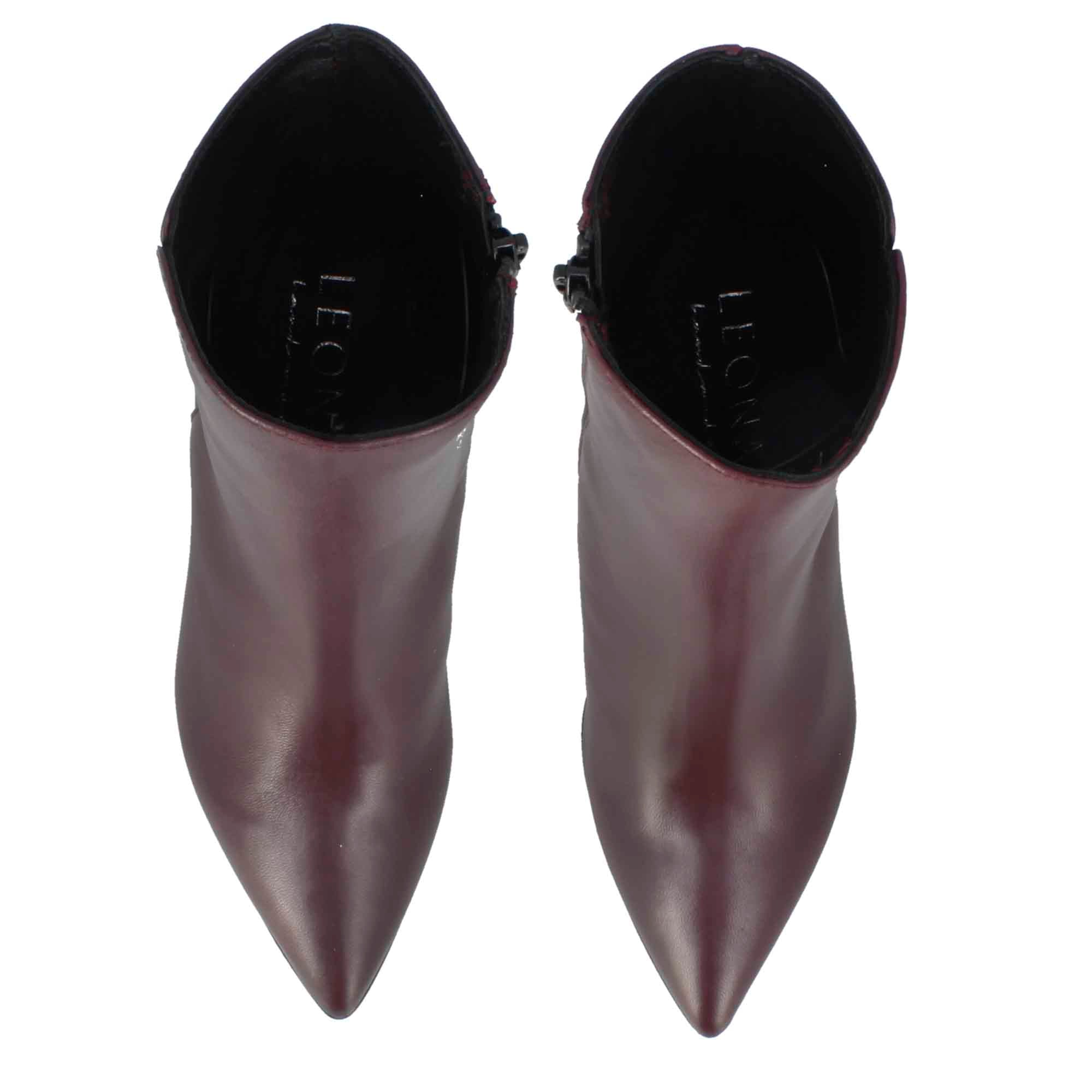 Stivaletto elegante da donna a punta in pelle colore bordeaux - Image 5